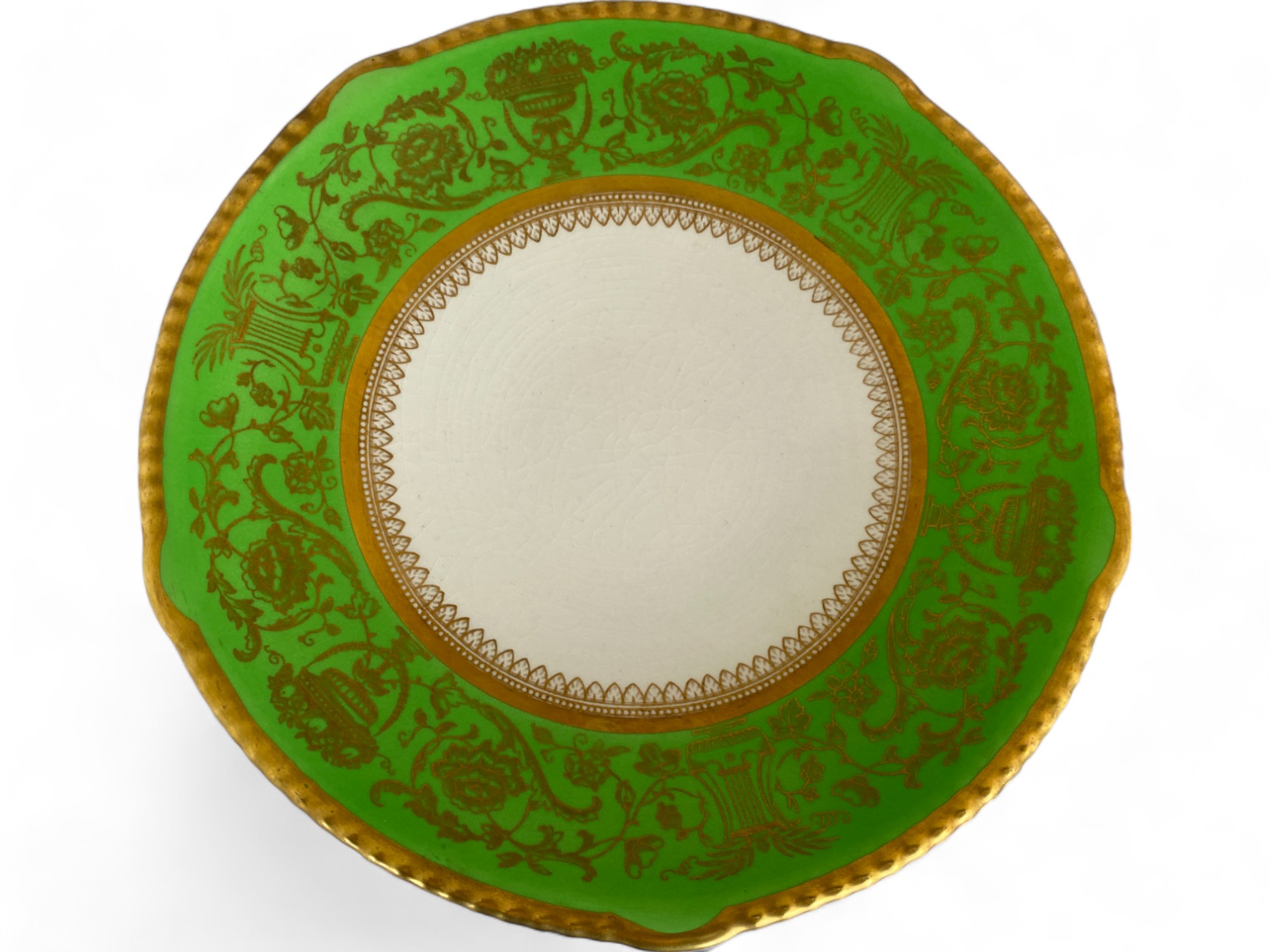 A Soho Pottery Solian ware green and gilt dessert service, a Limoges attributed tea set and a pair o - Bild 14 aus 20