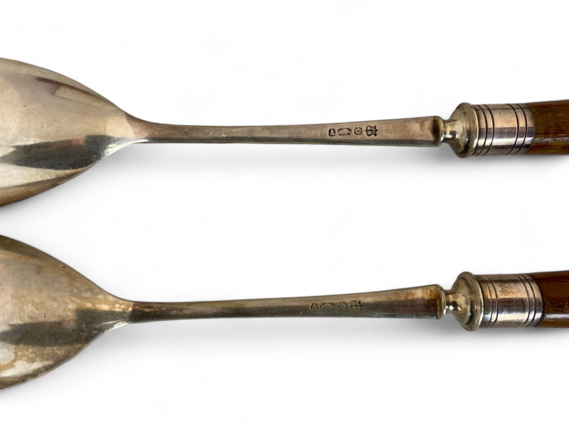 Two silver dishes, a cased set of silver child's cutlery, an early 20th century cased bone handled s - Image 14 of 16