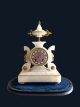 A 19th century white alabaster and gilt bronze mounted mantel clock