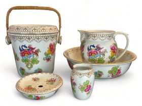 A Keeling & Co. Losol Ware Magnolia wash stand set