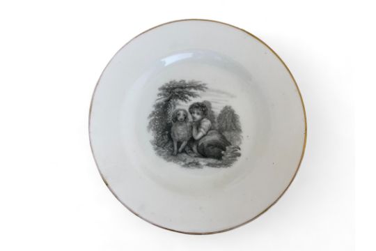 A pair of early 19th century Spode monochrome and gilt bat printed dishes in pattern 557 and a Copel - Image 2 of 7