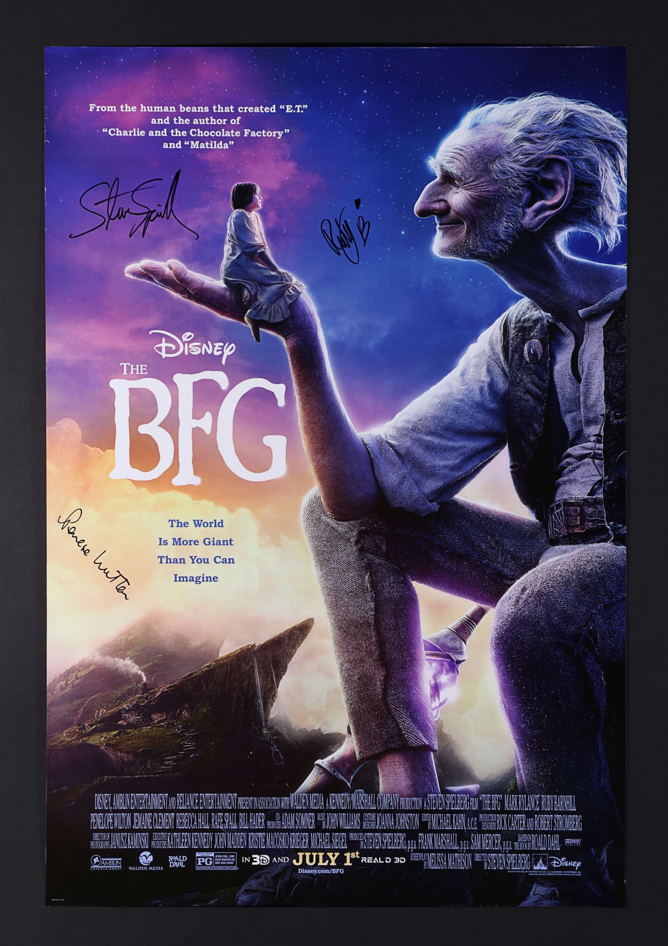 THE BFG (2016) - Steven Spielberg, Penelope Wilton and Ruby Barnhill Autographed One-Sheet, 2016
