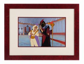 ALADDIN (1992) - Framed Limited Edition Prince Ali Questioned by Jafar Hand-Painted Animation Cel, 1