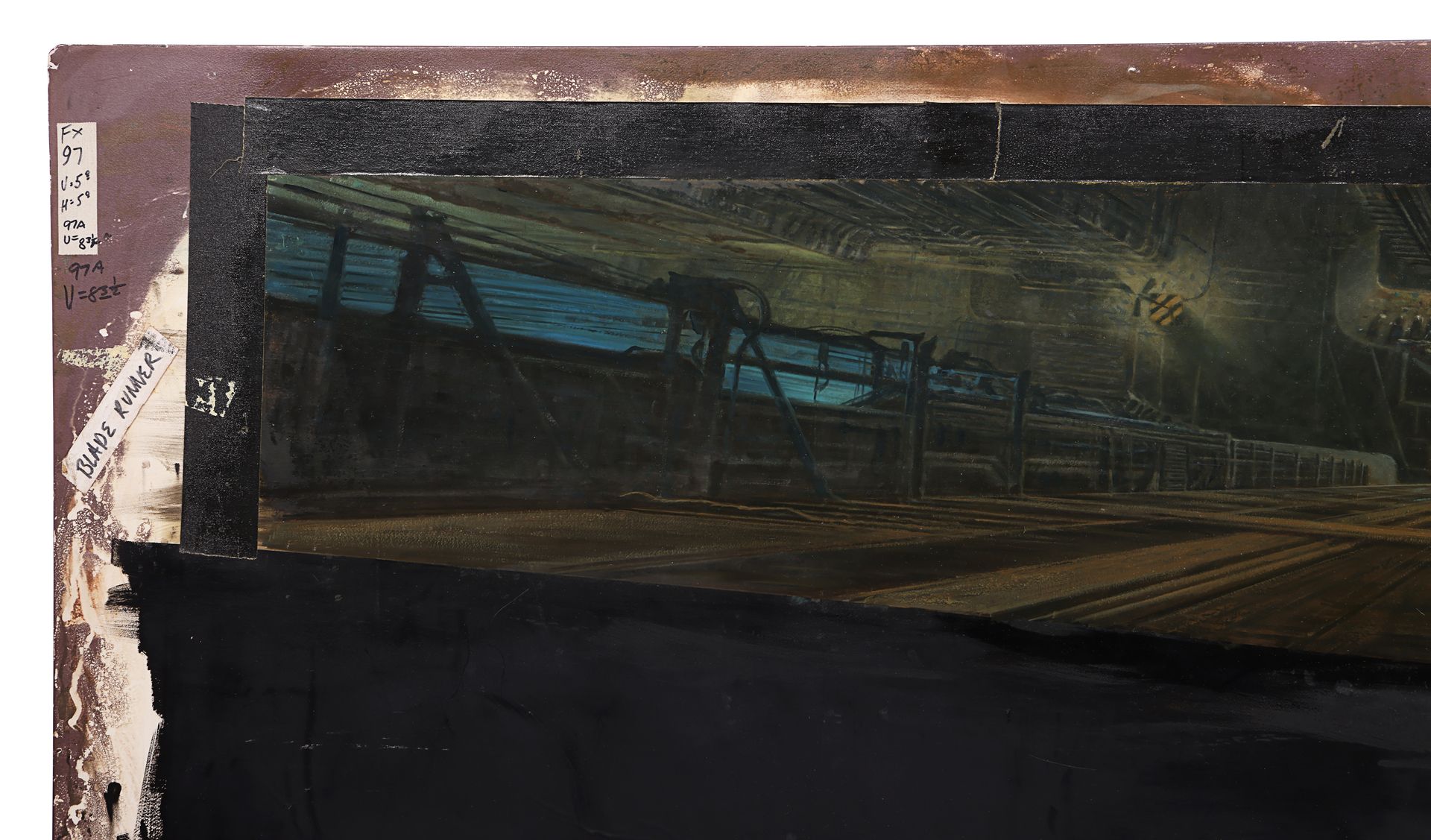 BLADE RUNNER (1982) - Hand-Painted Matthew Yuricich "Deckard Hangs from Roof" Aerial Street View Mat - Image 2 of 8