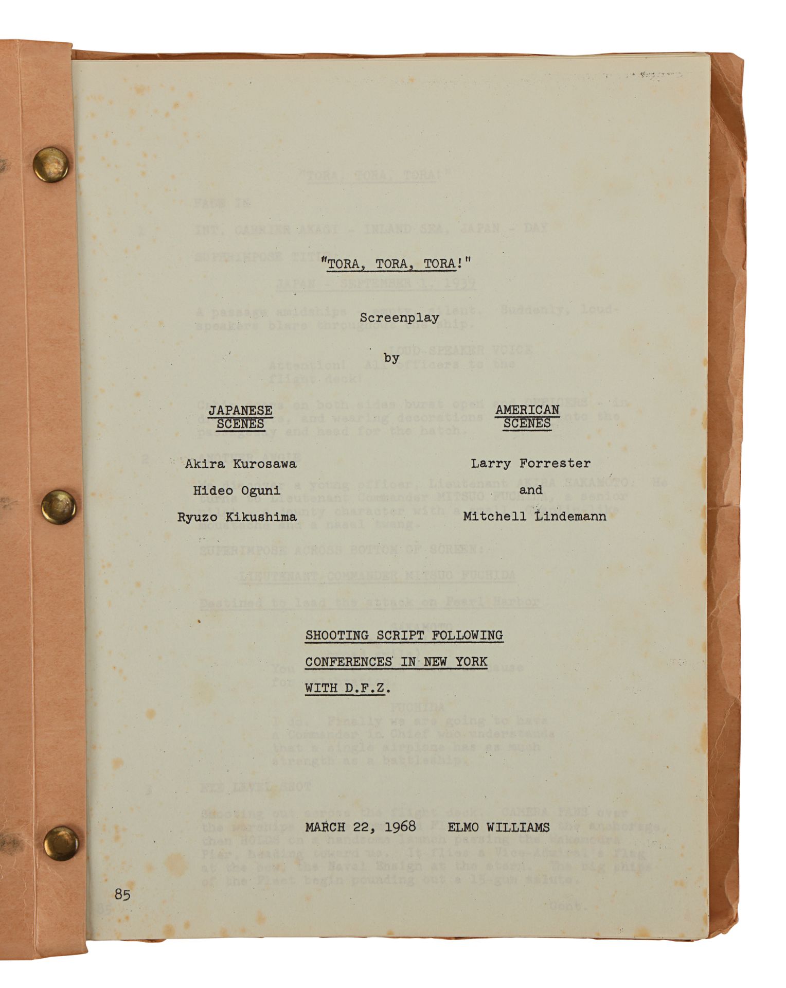 TORA! TORA! TORA! (1970) - Shooting Script - Bild 2 aus 7