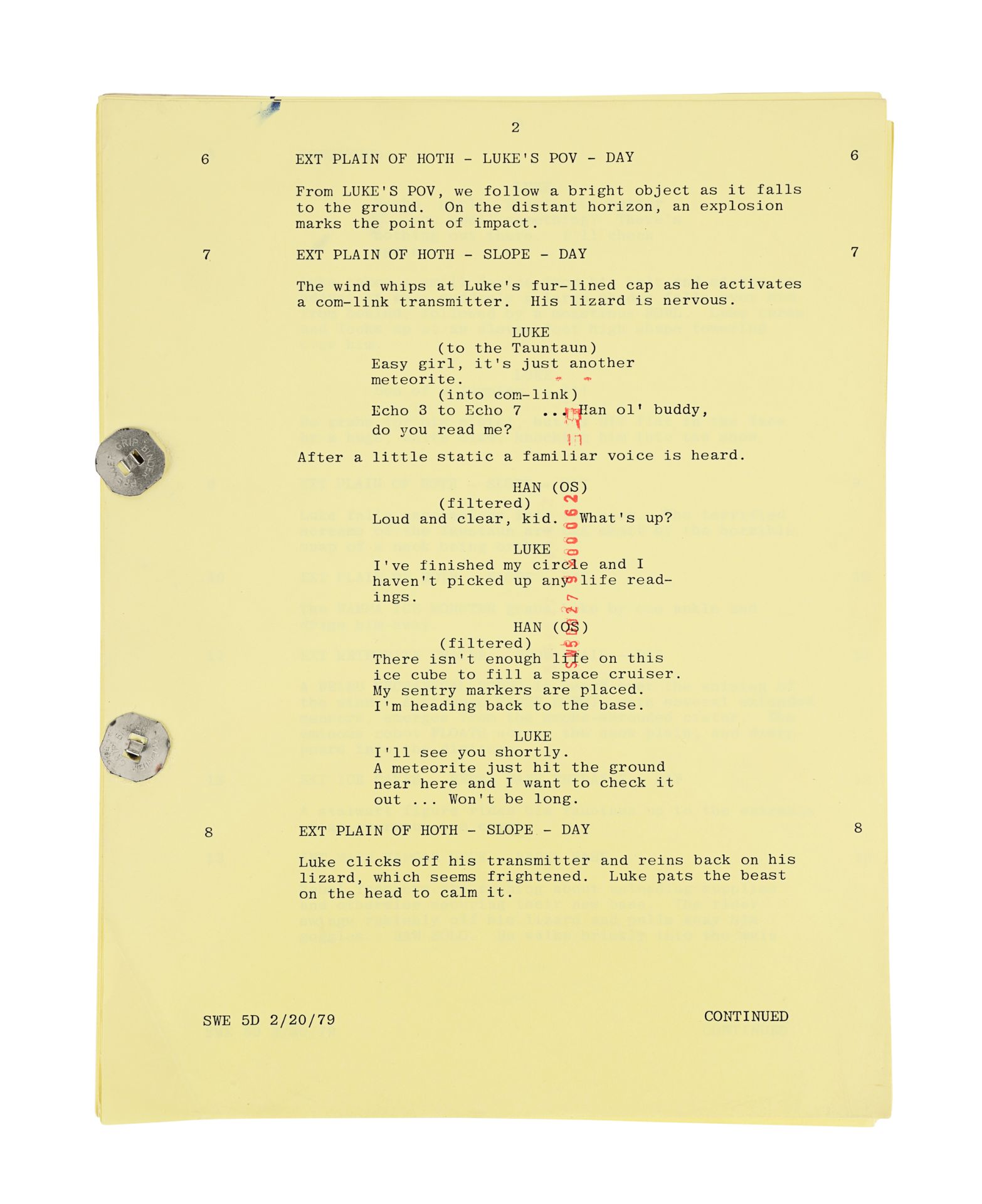 STAR WARS: THE EMPIRE STRIKES BACK (1980) - Anthony Daniels Collection: Hand-annotated Partial Scrip