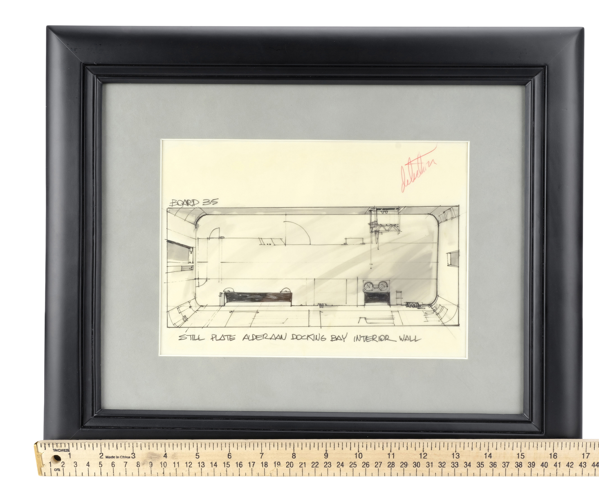 STAR WARS: A NEW HOPE (1977) - Framed Hand-Drawn Joe Johnston Docking Bay Storyboard - Image 2 of 2