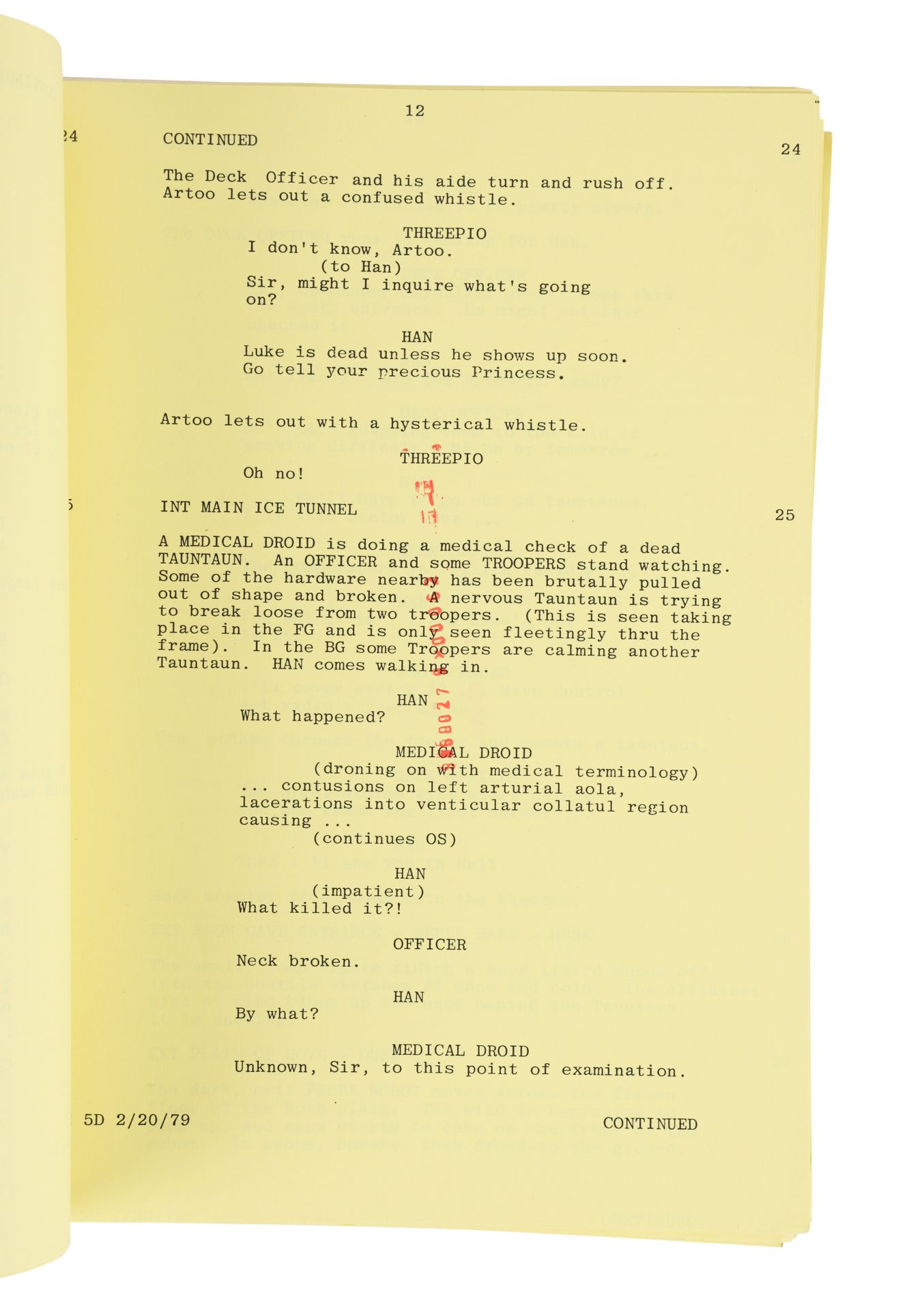 STAR WARS: THE EMPIRE STRIKES BACK (1980) - Anthony Daniels Collection: Hand-annotated Partial Scrip - Image 4 of 12