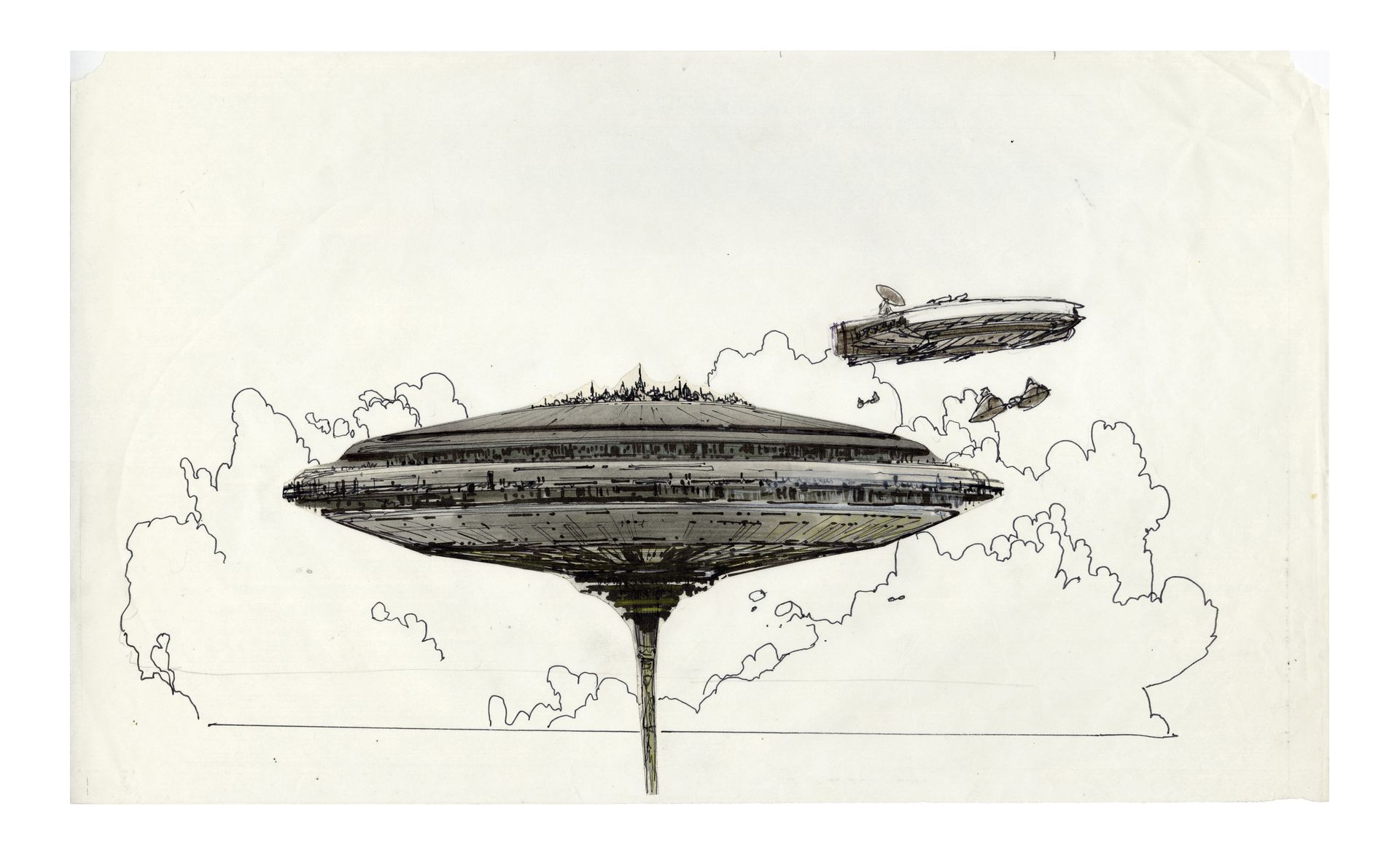 STAR WARS: THE EMPIRE STRIKES BACK (1980) - Hand-Drawn Ralph McQuarrie Cloud City Concept Art