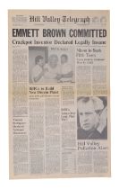 BACK TO THE FUTURE PART II (1989) - "Emmett Brown Committed" Hill Valley Telegraph Newspaper Cover