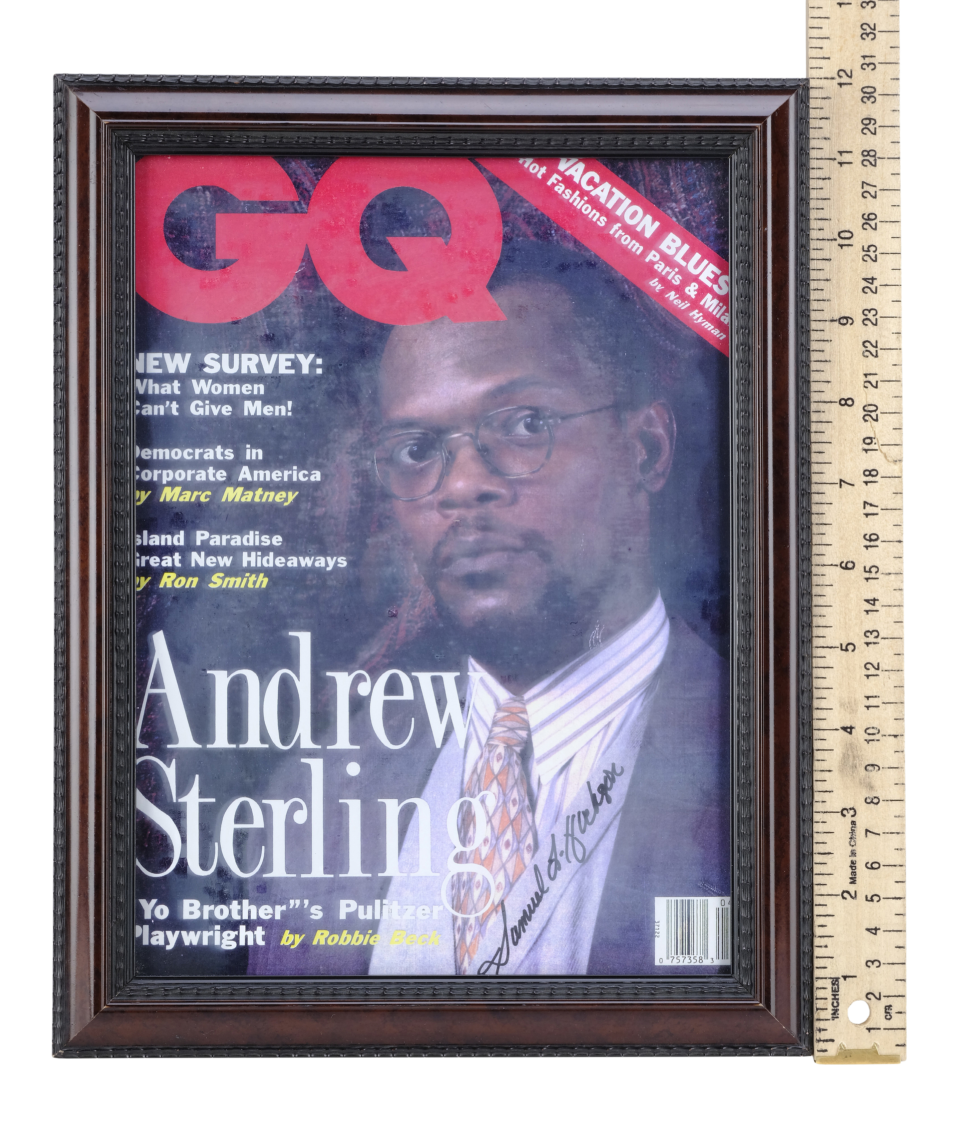 AMOS & ANDREW (1993) - Samuel L. Jackson-Autographed Framed "Andrew Sterling" GQ Cover Display with - Image 4 of 4