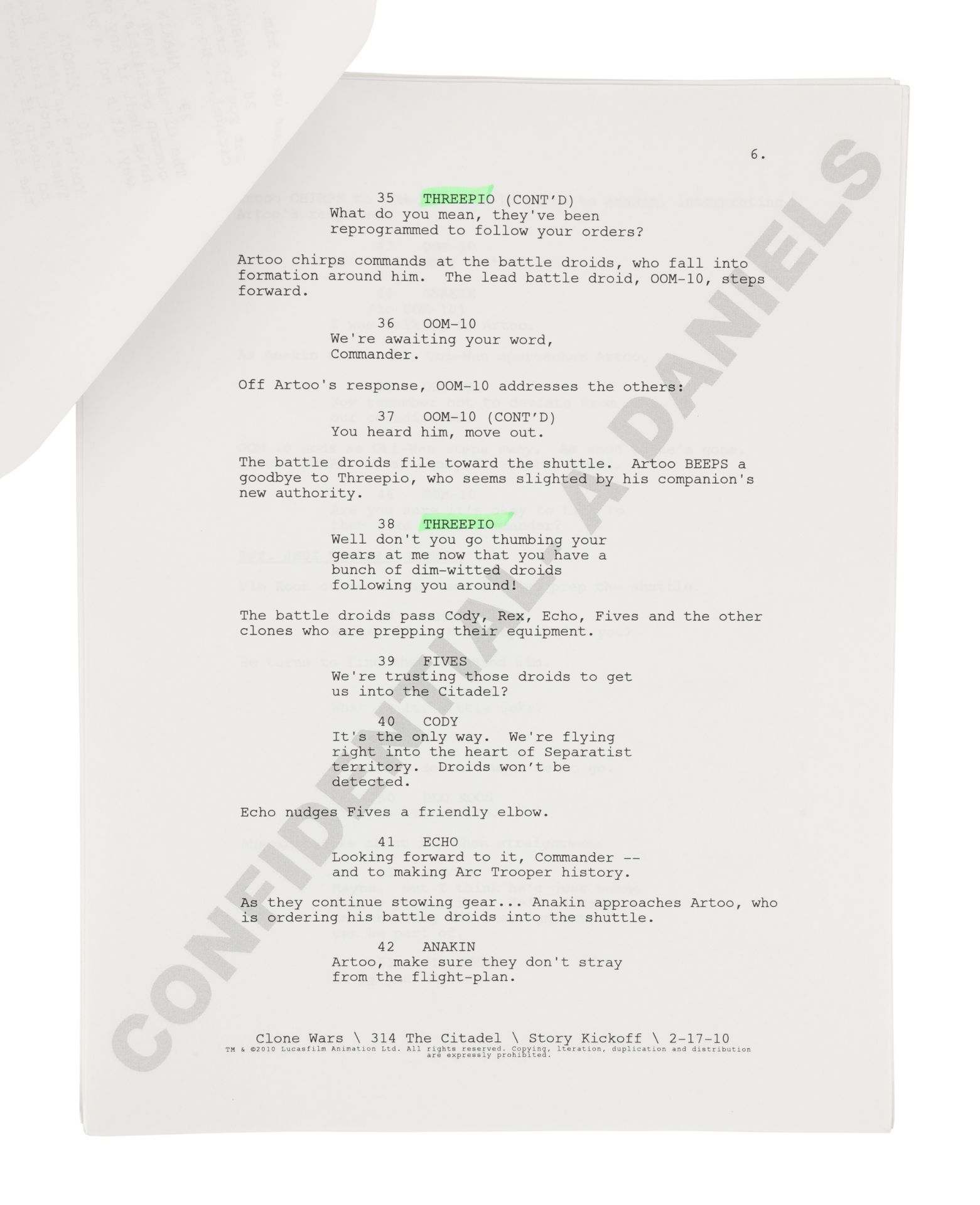 STAR WARS: THE CLONE WARS (2008-2020) - Anthony Daniels Collection: Pair of Anthony Daniels' Scripts - Image 12 of 12