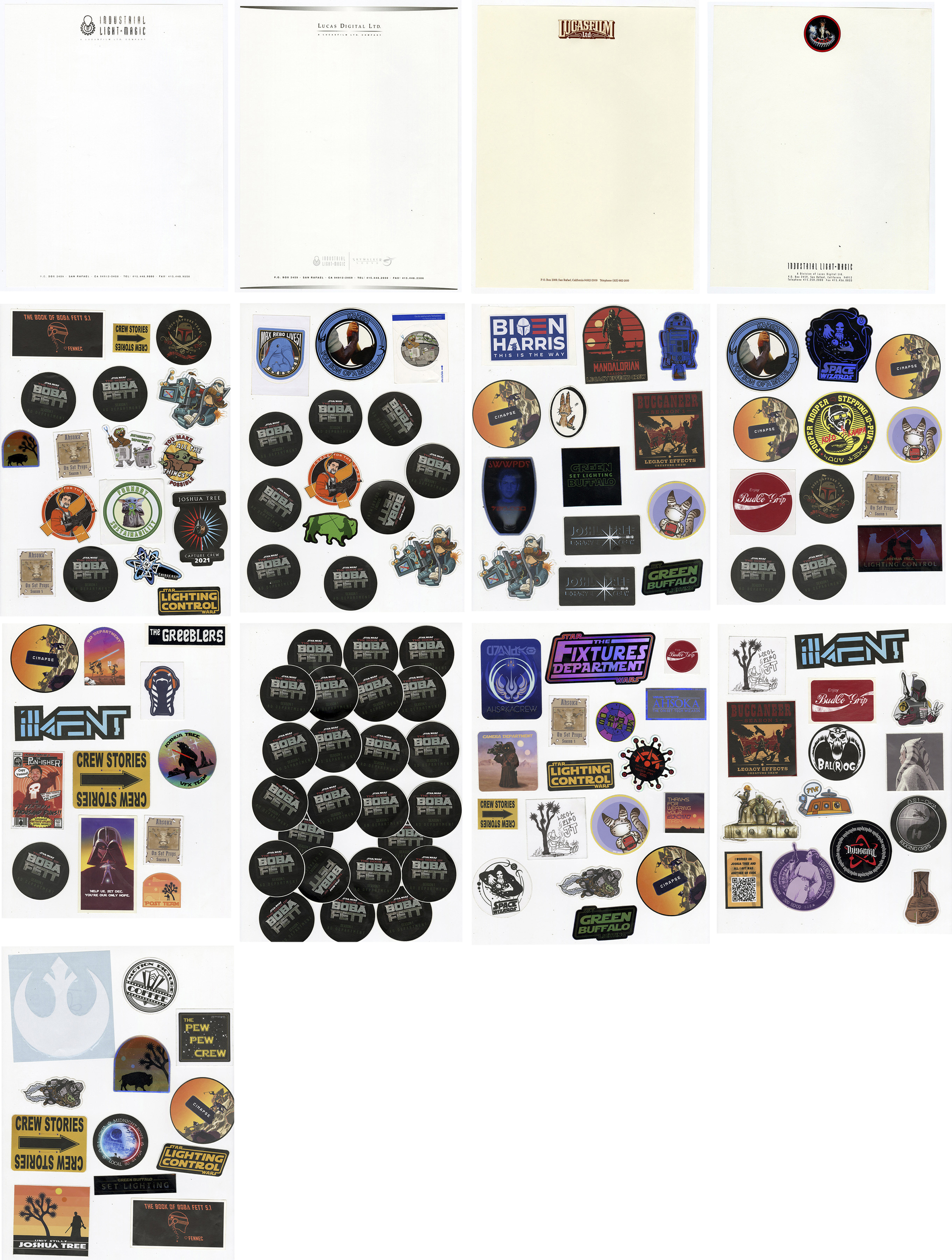 LUCASFILM - Set of Production Stickers and Branded Stationery