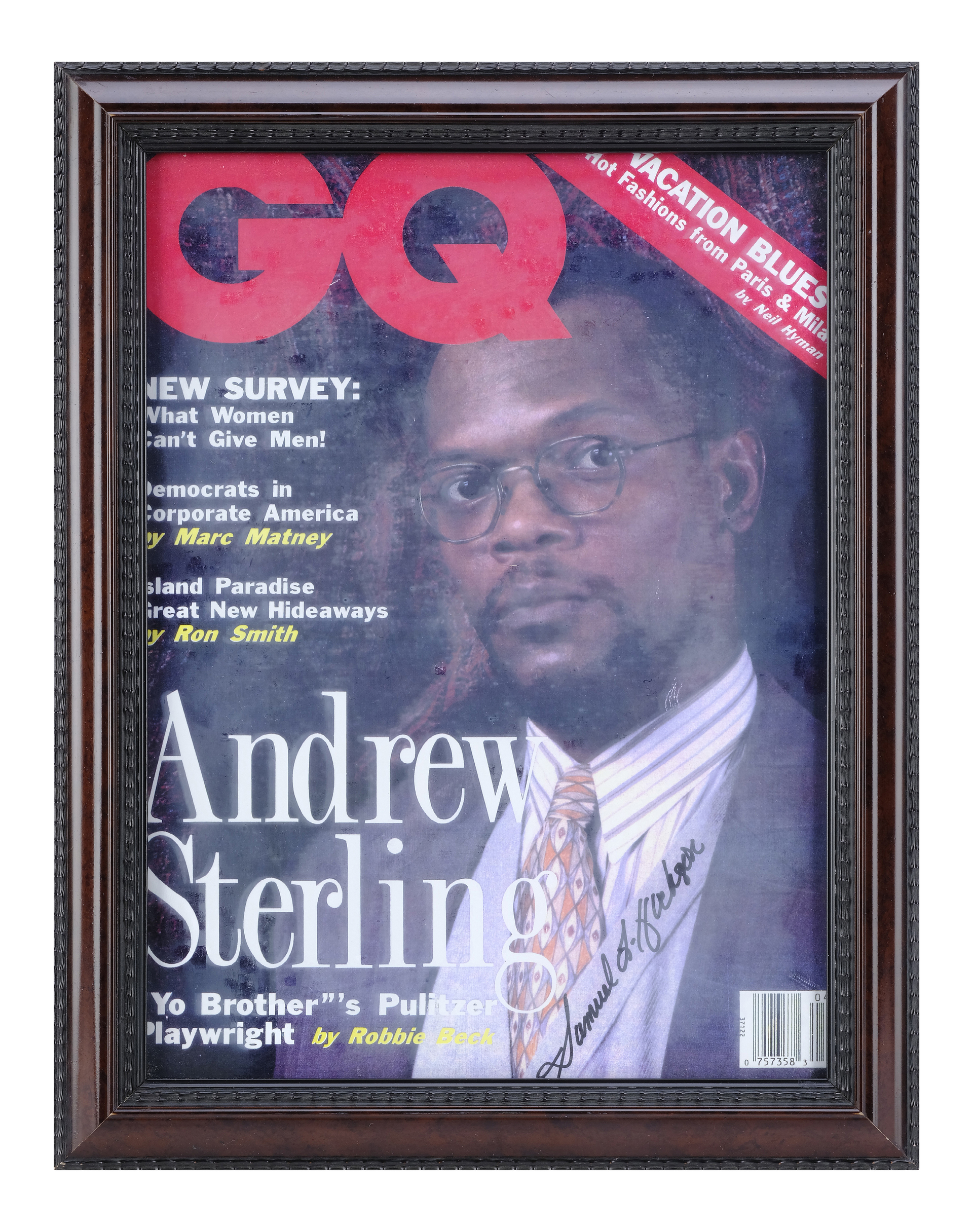 AMOS & ANDREW (1993) - Samuel L. Jackson-Autographed Framed "Andrew Sterling" GQ Cover Display with - Image 3 of 4