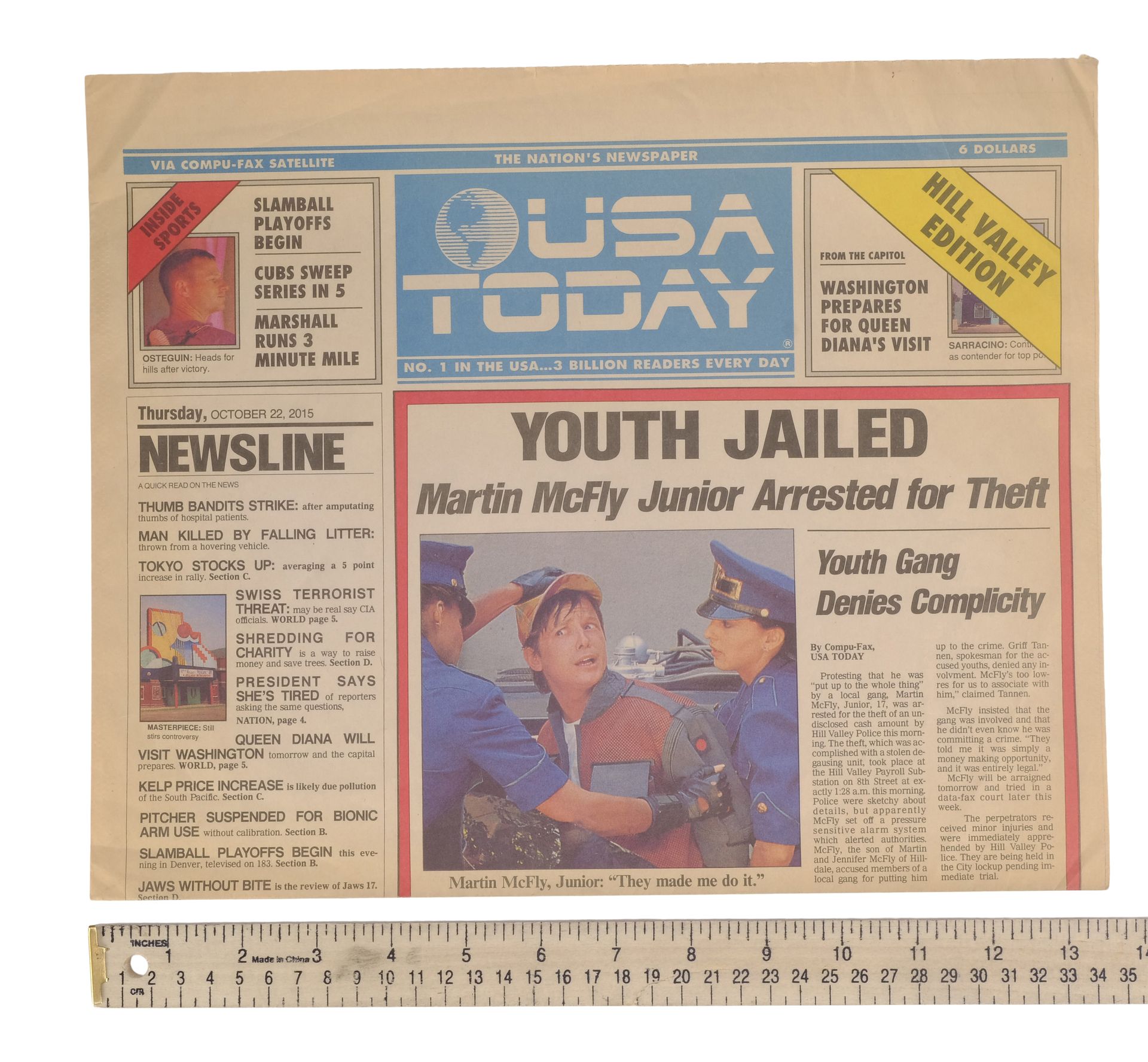 BACK TO THE FUTURE PART II (1989) - "Youth Jailed" USA Today Newspaper Cover - Image 4 of 4