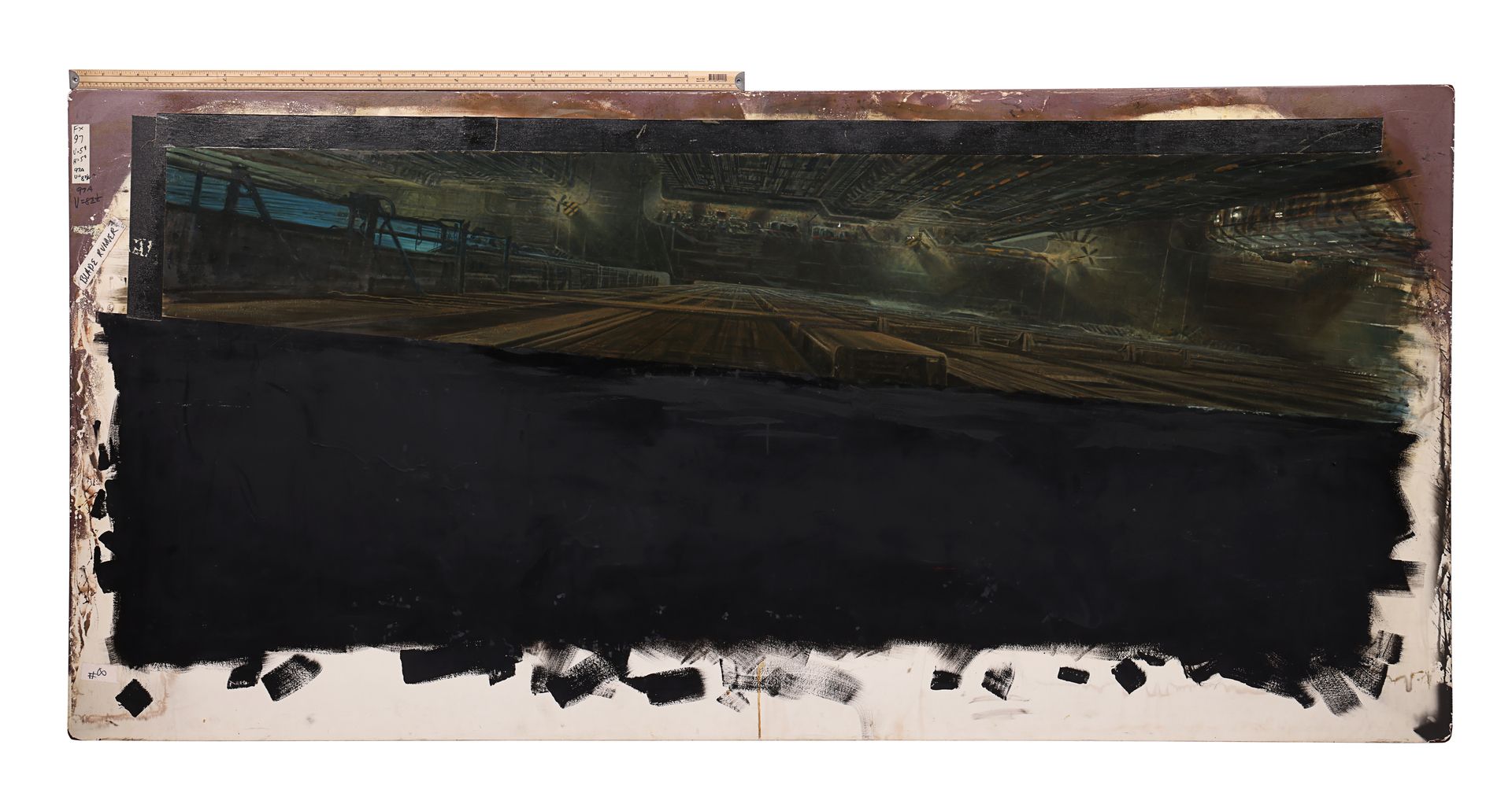 BLADE RUNNER (1982) - Hand-Painted Matthew Yuricich "Deckard Hangs from Roof" Aerial Street View Mat - Image 8 of 8