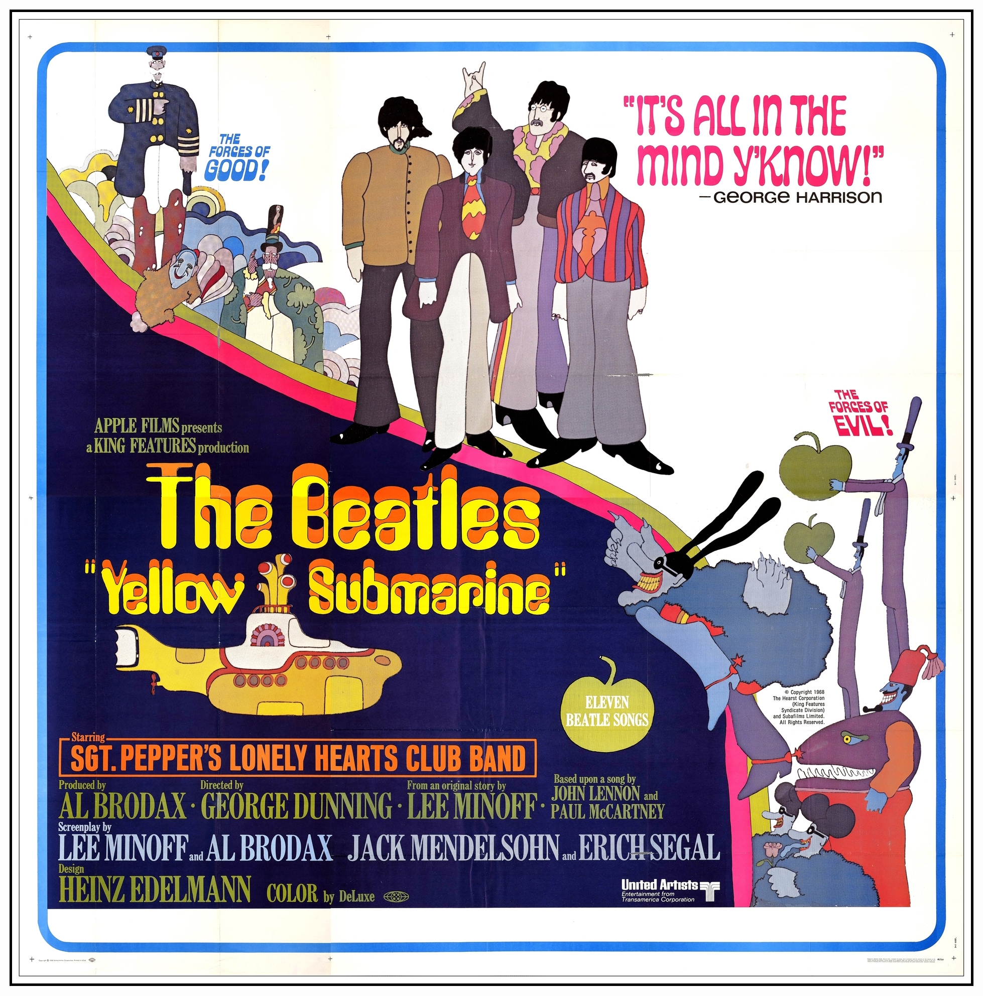 YELLOW SUBMARINE - Six Sheet (79" x 80"); Very Fine Folded