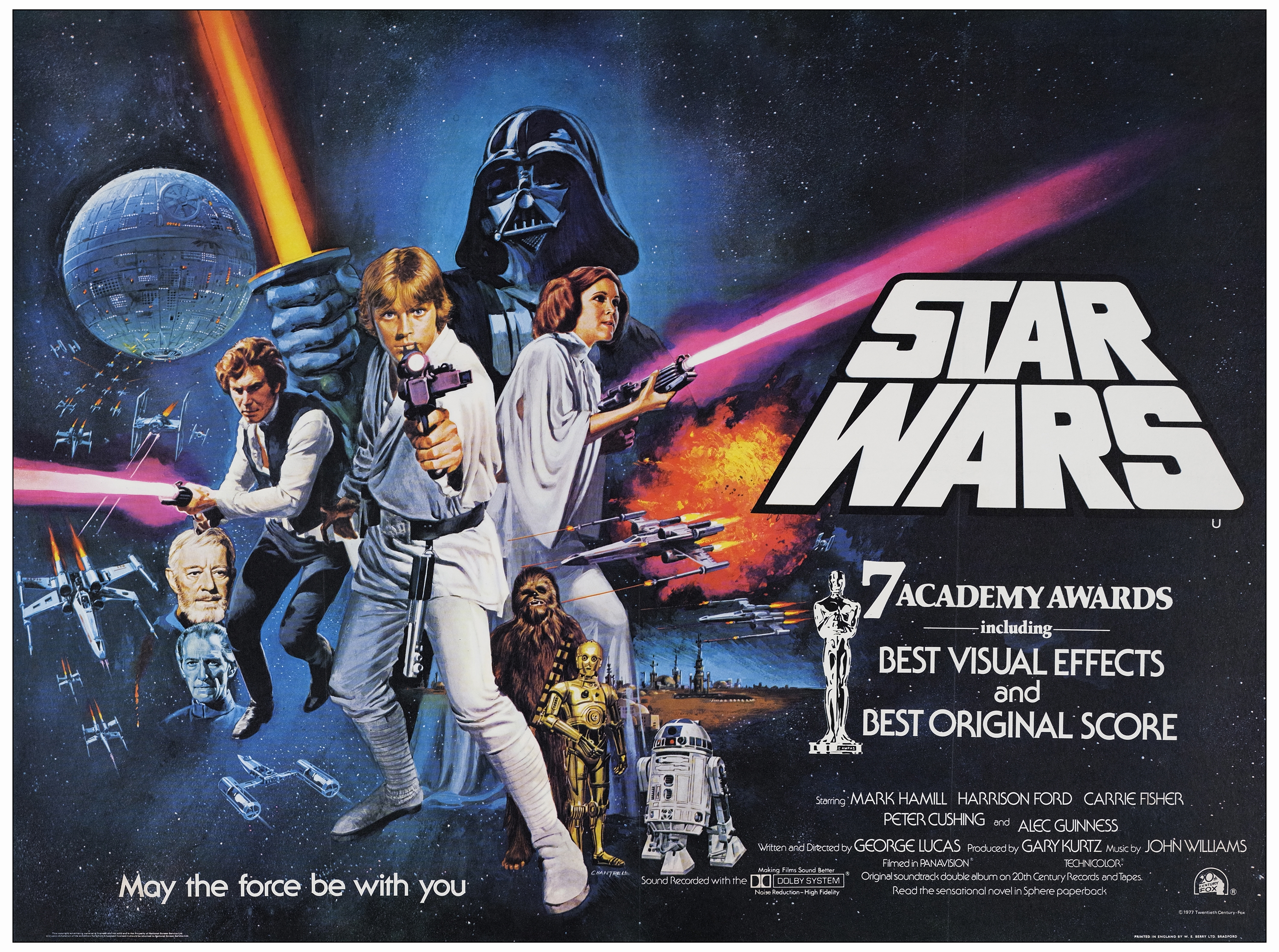 STAR WARS: A NEW HOPE - Full Bleed British Quad (30" x 40"); Academy Award Style, Style C; Very Fine