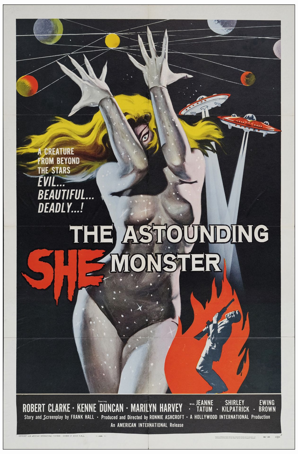 THE ASTOUNDING SHE-MONSTER - One Sheet (27" x 41"); Very Fine- Folded