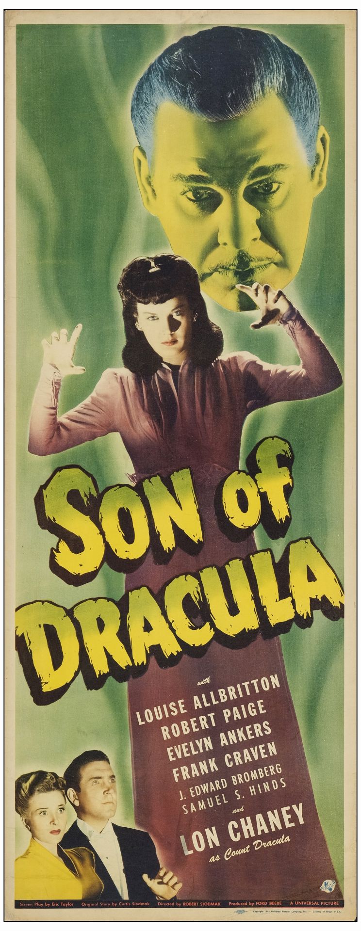 SON OF DRACULA - Insert (14" x 36"); Fine+ Rolled