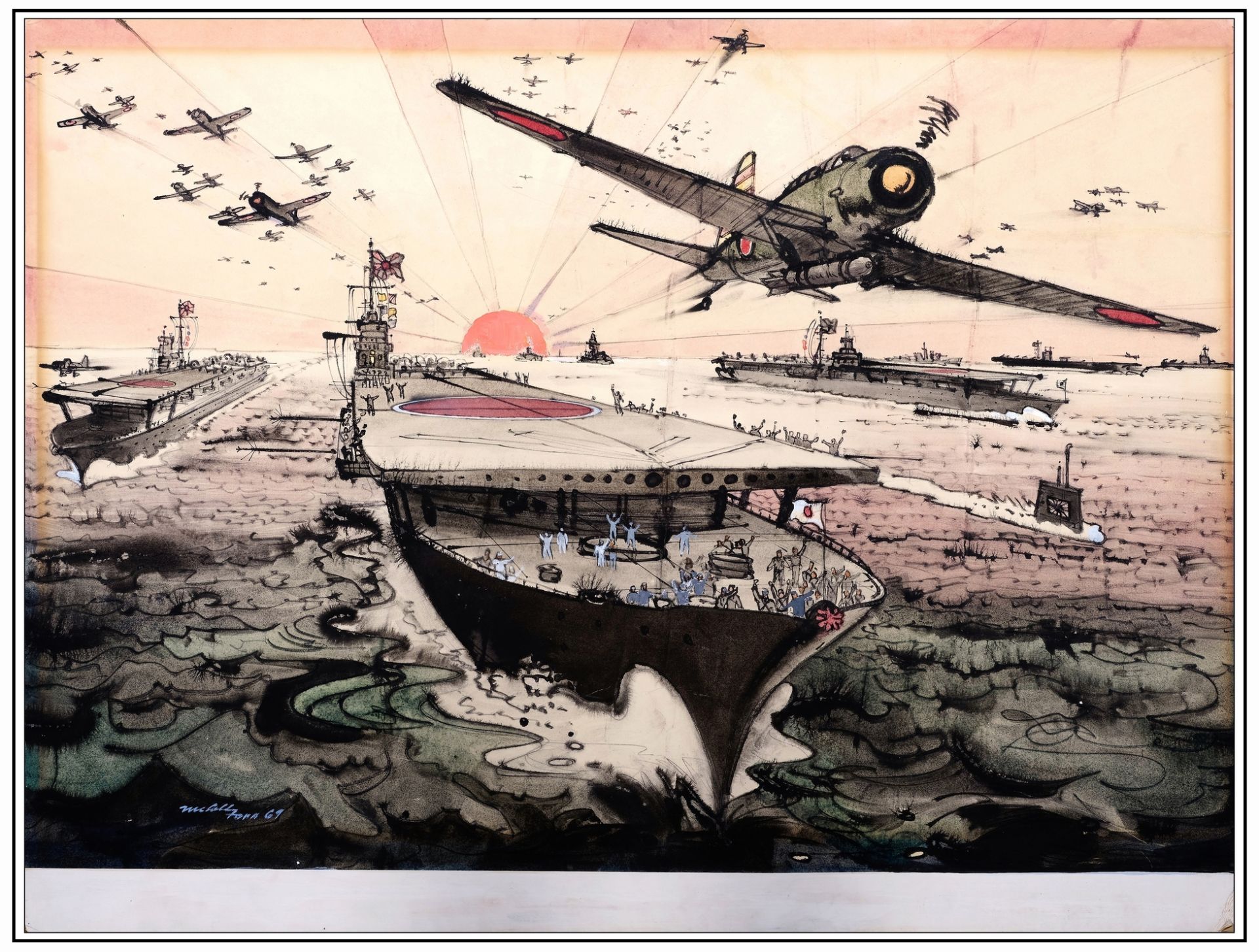 TORA! TORA! TORA! By Robert McCall - Original Mixed Media Robert McCall Artwork on Board For Deluxe