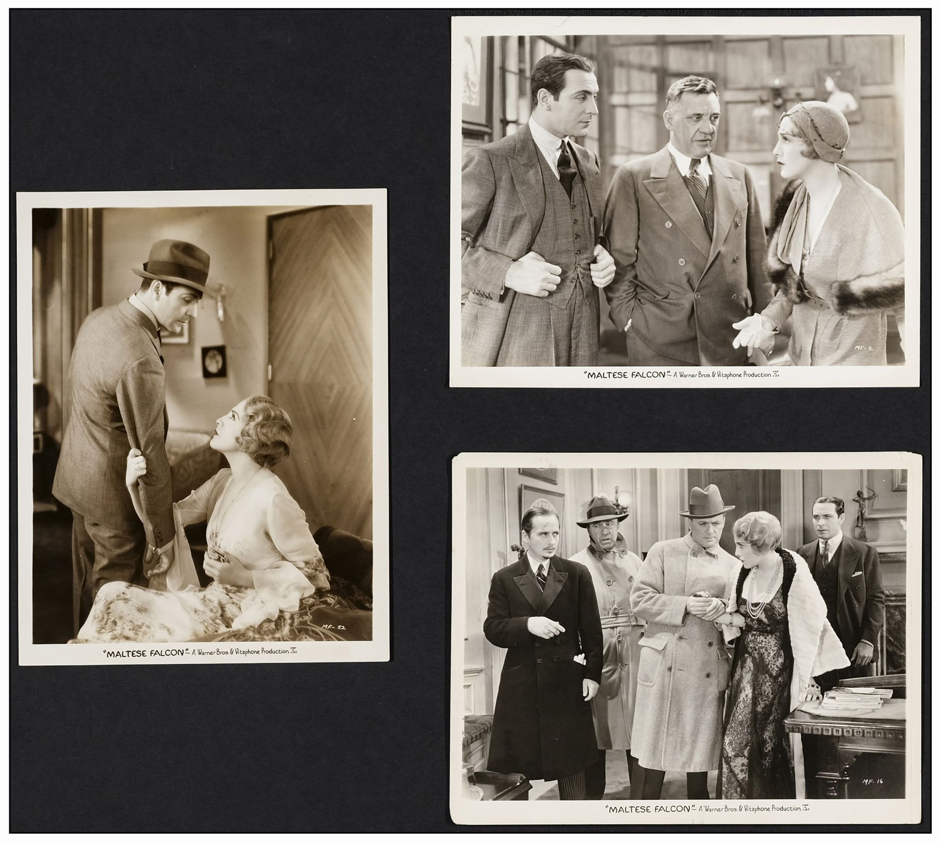 MALTESE FALCON,THE - Vintage Promotional Photos (3) (8" x 10"); Fine