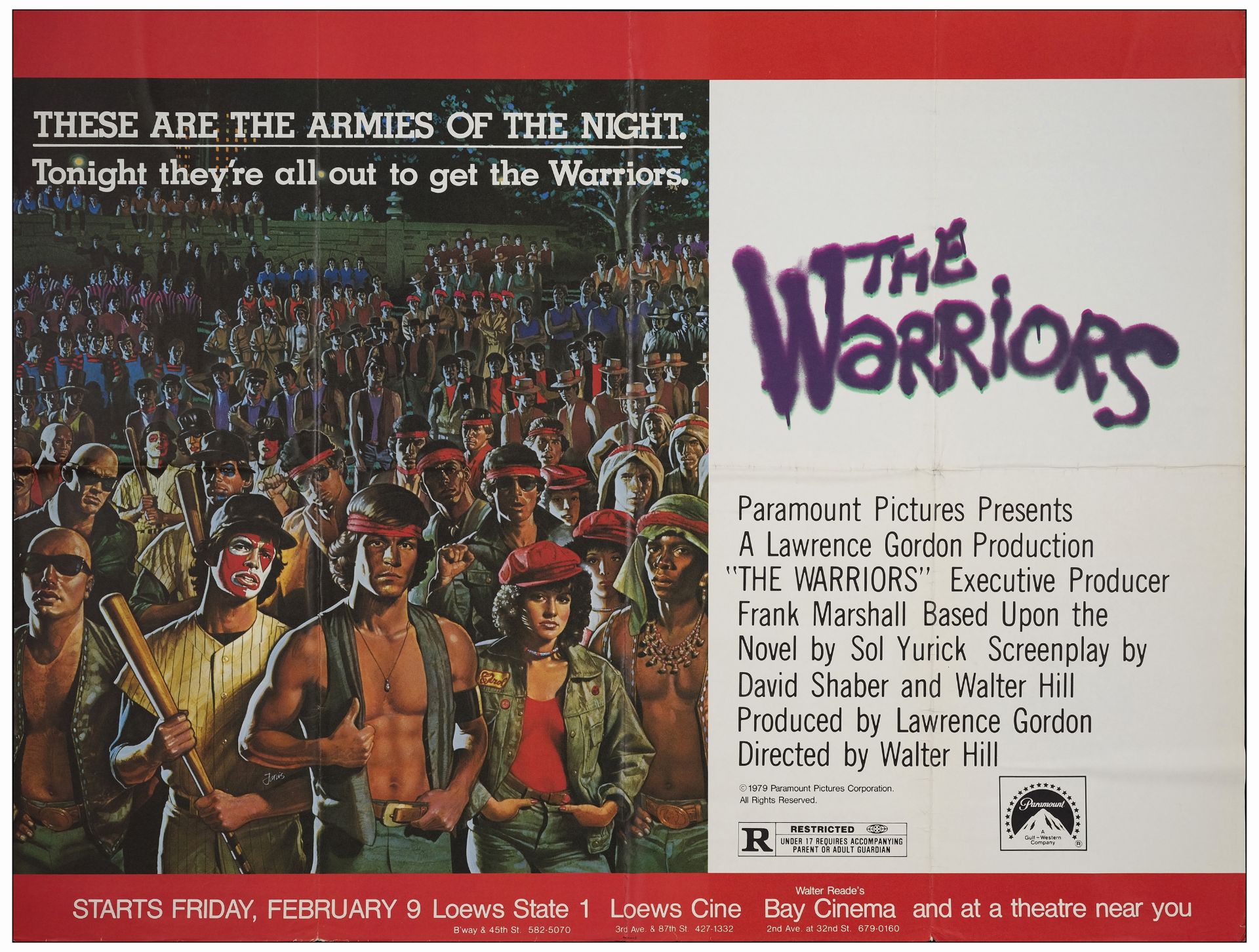 THE WARRIORS - Subway (45" x 59"); Very Fine- Folded