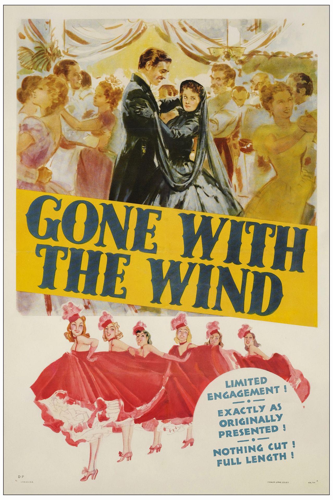 GONE WITH THE WIND - One Sheet (27" x 41" ); Style DP, First Wide Release; Very Fine- on Linen