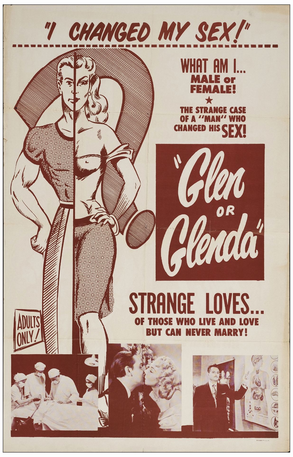 GLEN OR GLENDA - One Sheet (27" x 41"); Very Fine- Folded