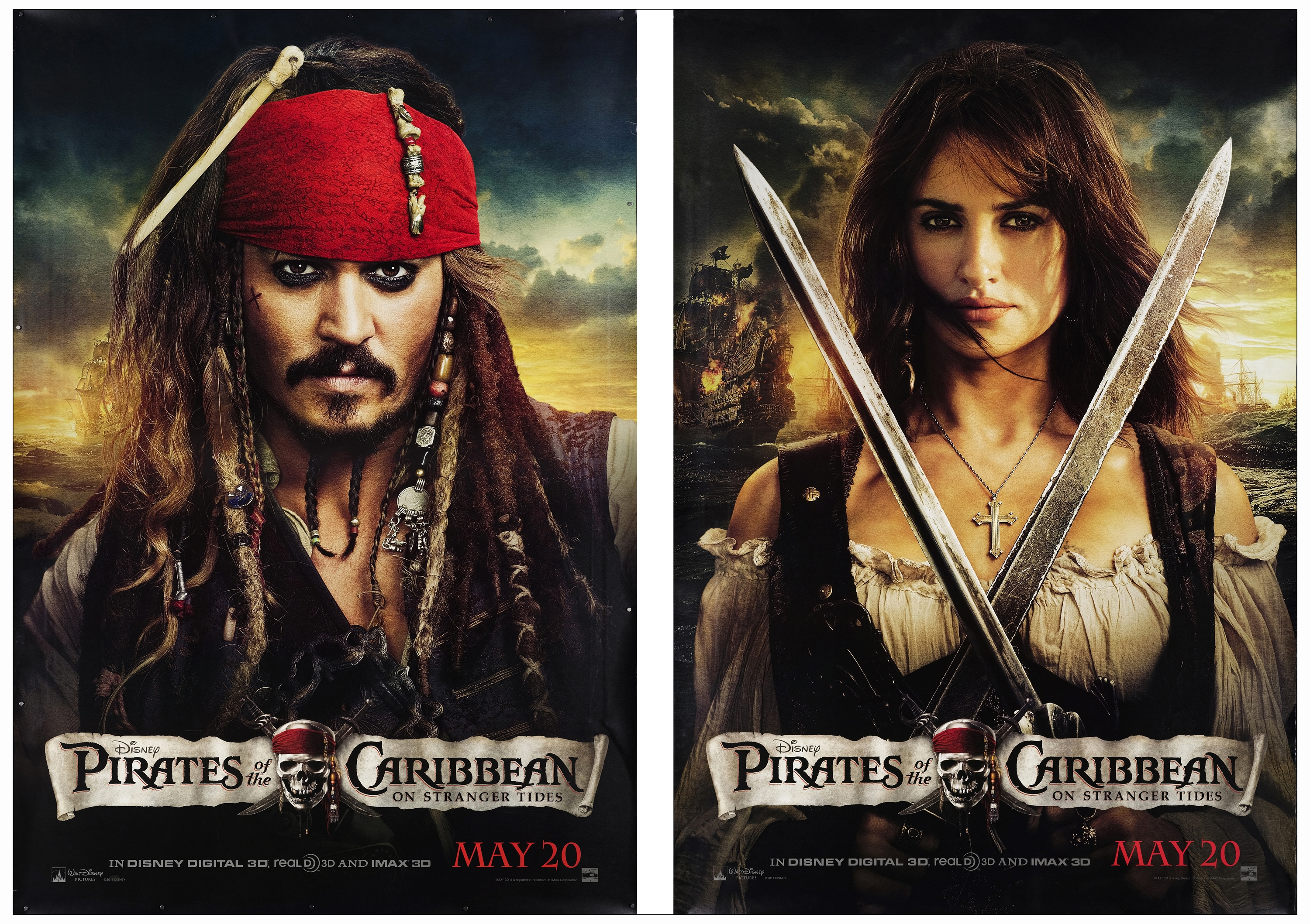 PIRATES OF THE CARIBBEAN: ON STRANGER TIDES - Bus Shelters (2) (47.5" x 68"); Fine+ Rolled