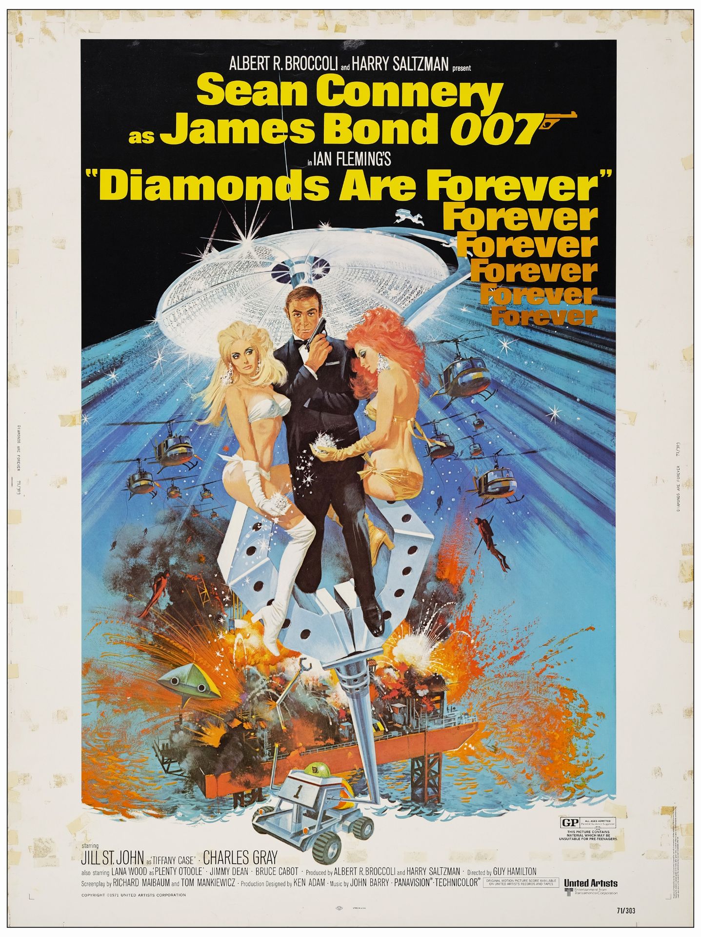 JAMES BOND: DIAMONDS ARE FOREVER - 30" x 40"; Fine- Rolled