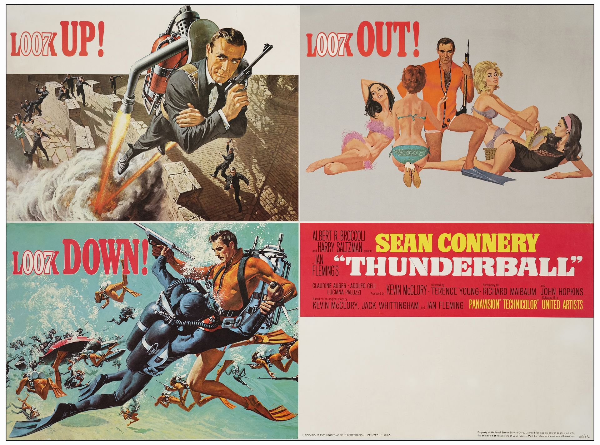 JAMES BOND: THUNDERBALL - American Full-Bleed Multi-Use Four-Unit Display (30" x 40"); Very Fine- on