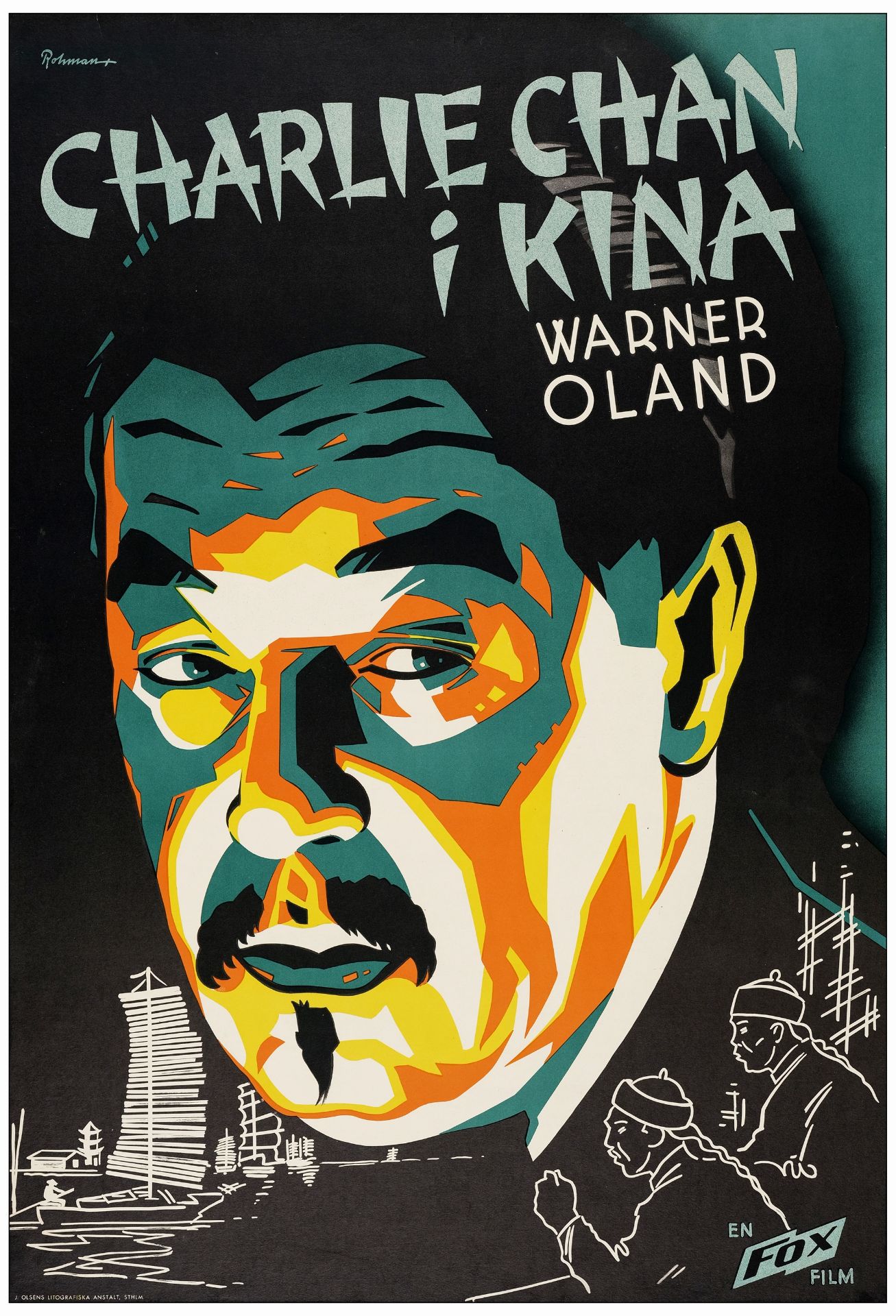 CHARLIE CHAN IN SHANGHAI - Full Bleed Swedish One Sheet (27" x 39" ); Very Fine on Linen