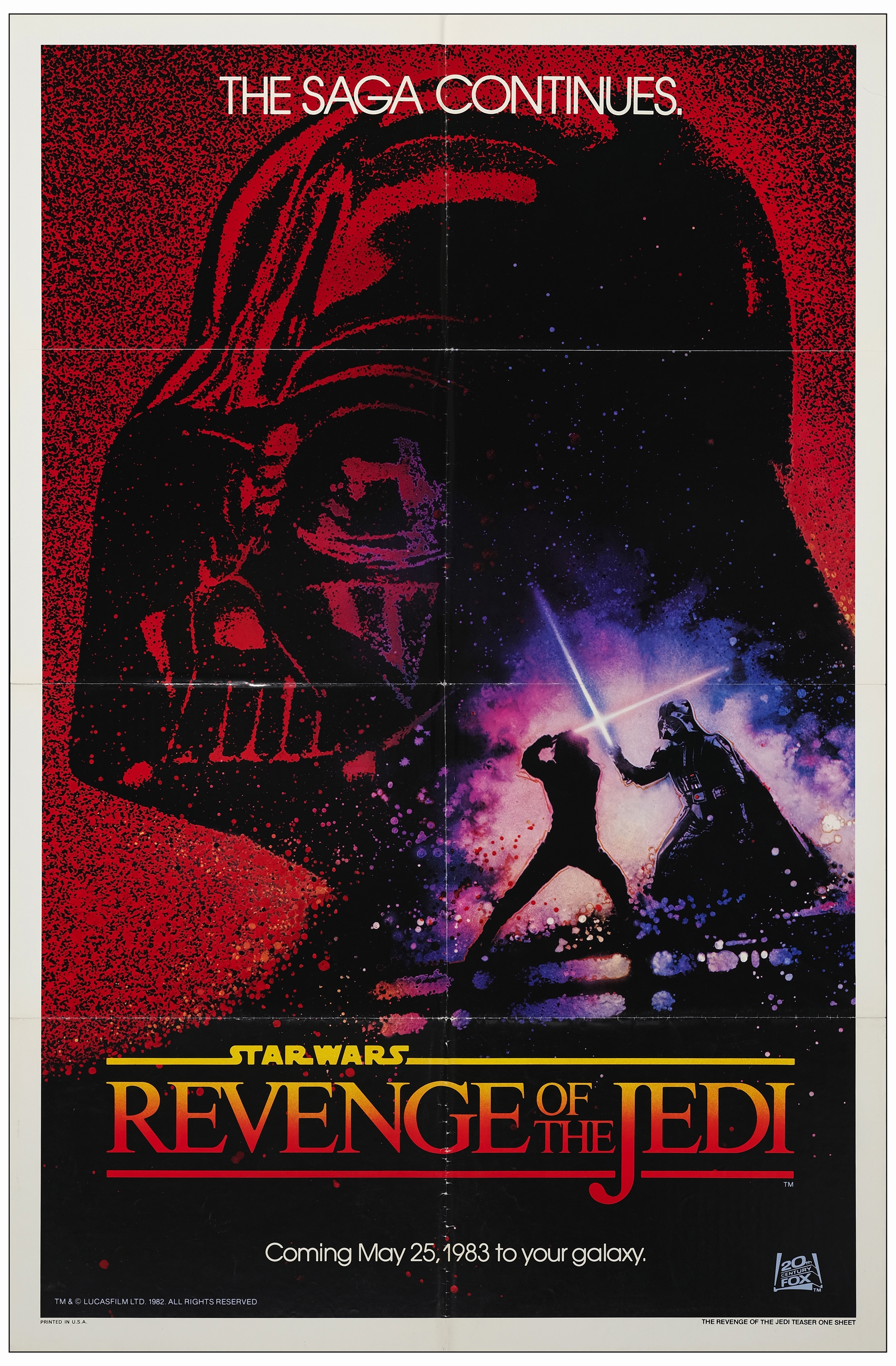 STAR WARS: REVENGE OF THE JEDI - Withdrawn Advance One Sheet (26 7/8" x 41"); Dated Style; Very Fin