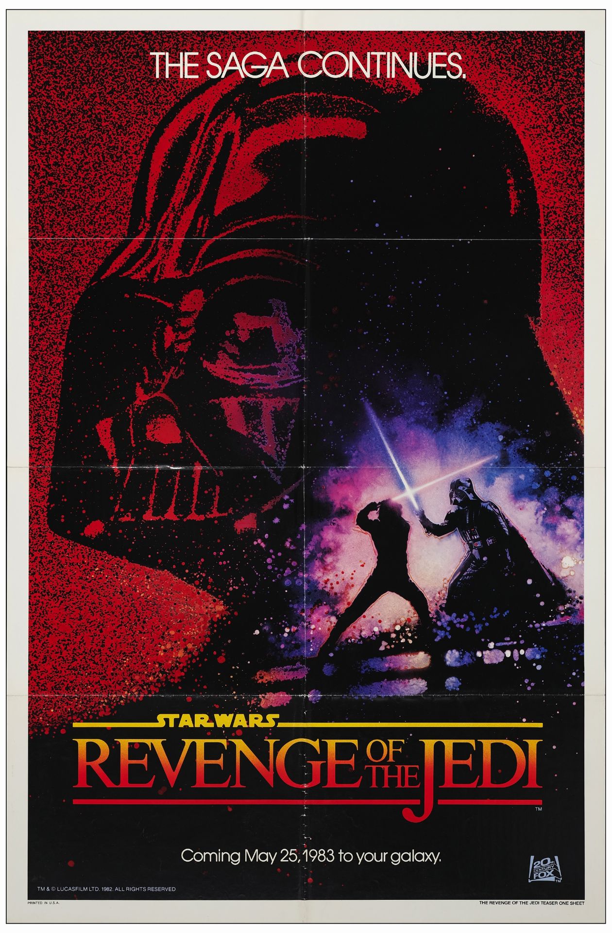 STAR WARS: REVENGE OF THE JEDI - Withdrawn Advance One Sheet (26 7/8" x 41"); Dated Style; Very Fin