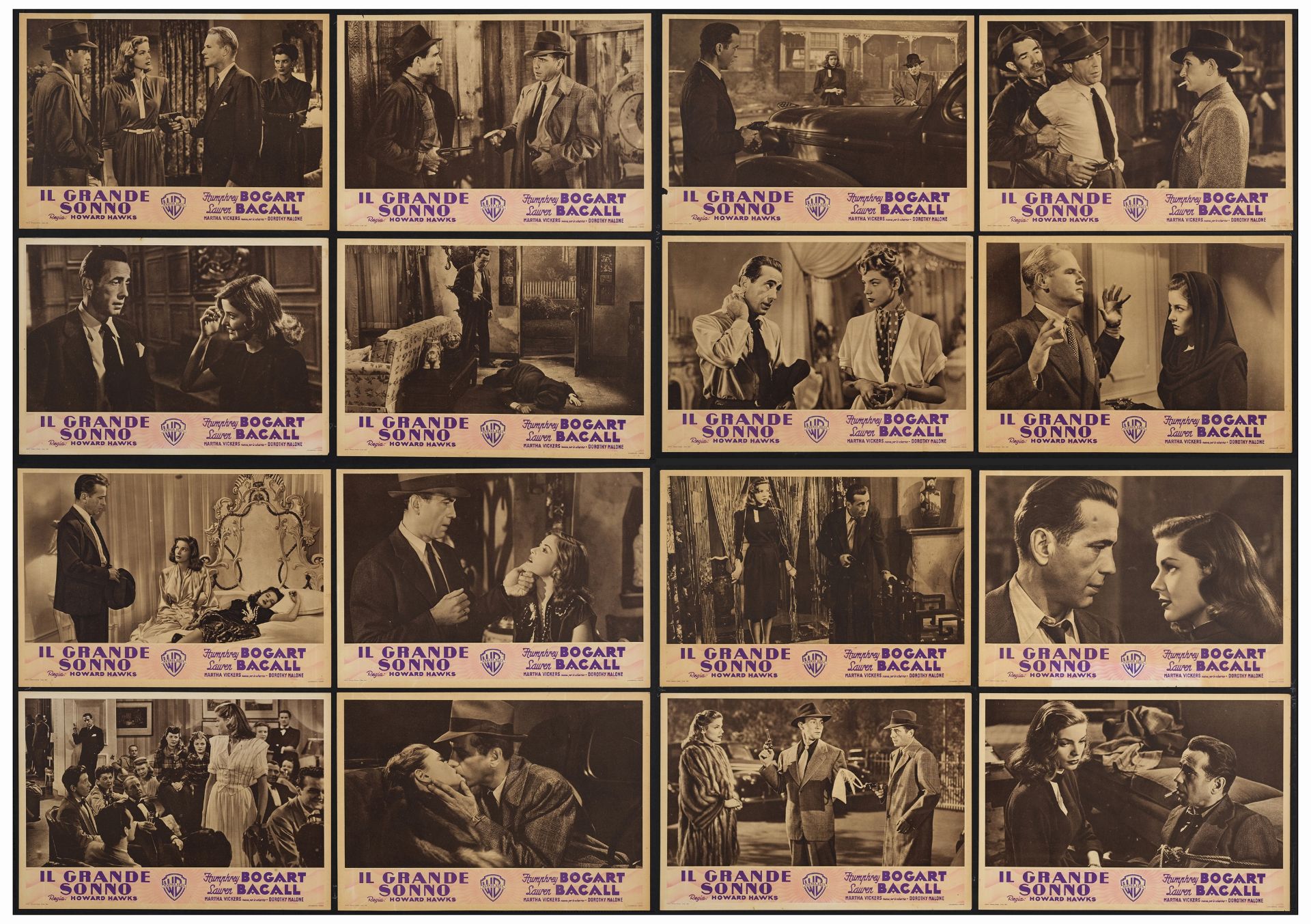 THE BIG SLEEP - Italian Complete Set of Photobustas (16) with Sleeve (13.5" x 19" ); Very Fine+