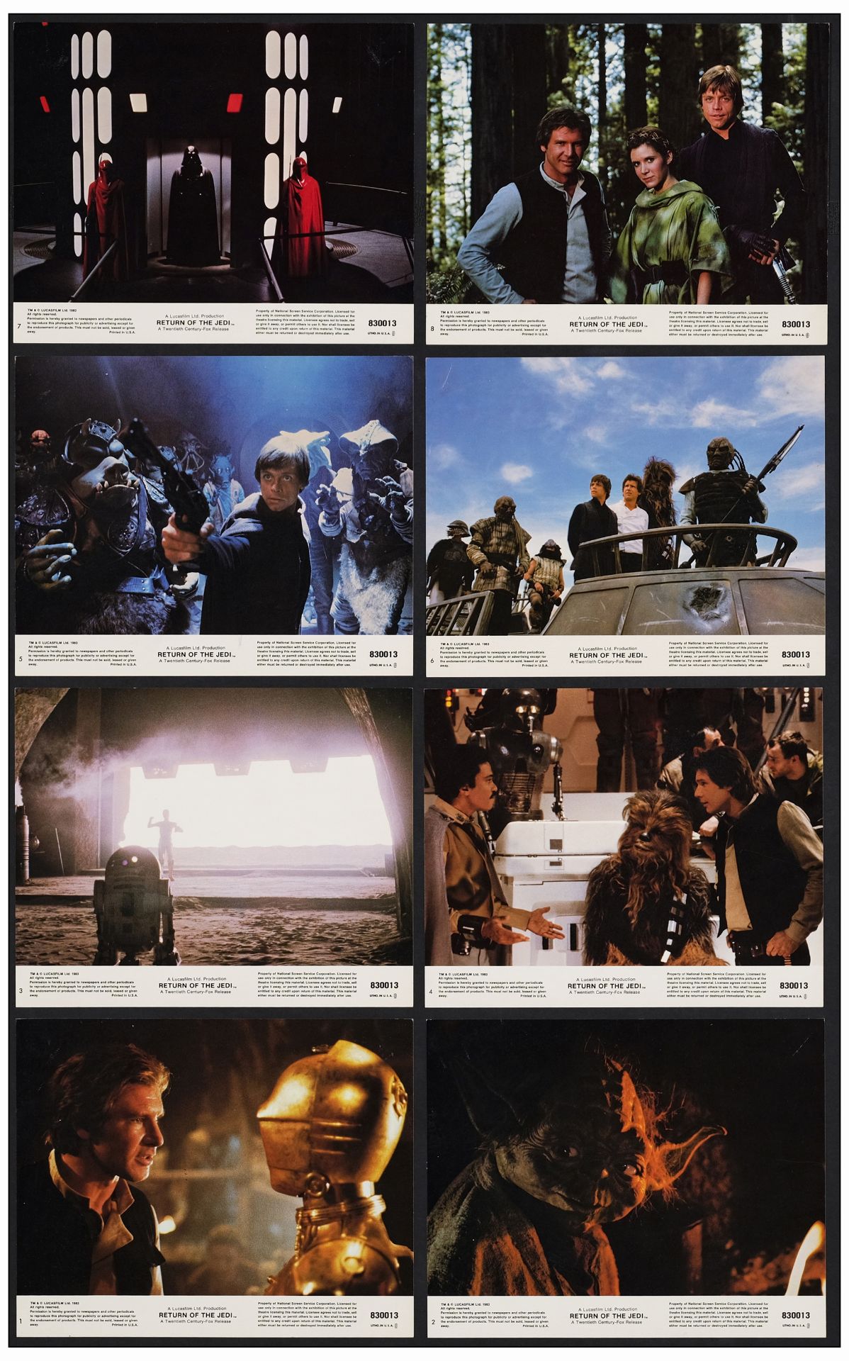 STAR WARS: ORIGINAL TRILOGY - Three Mini Lobby Card Sets of (8) (8" x 10"); Very Fine+ - Bild 4 aus 4
