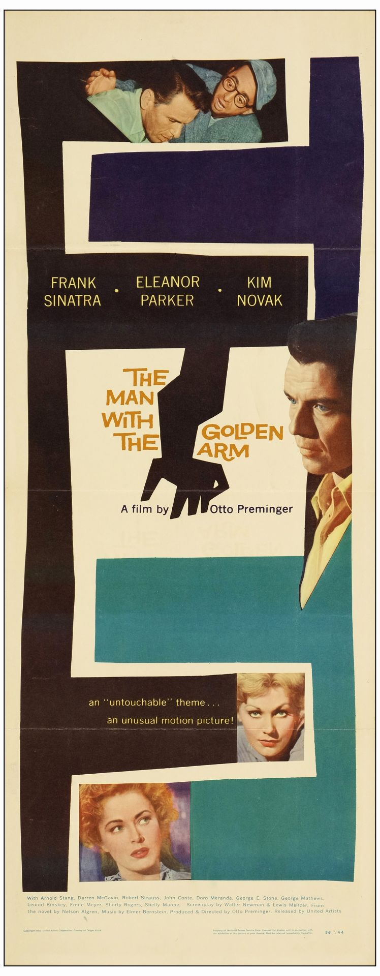 THE MAN WITH THE GOLDEN ARM - Insert (14" x 36"); Very Fine+ Folded