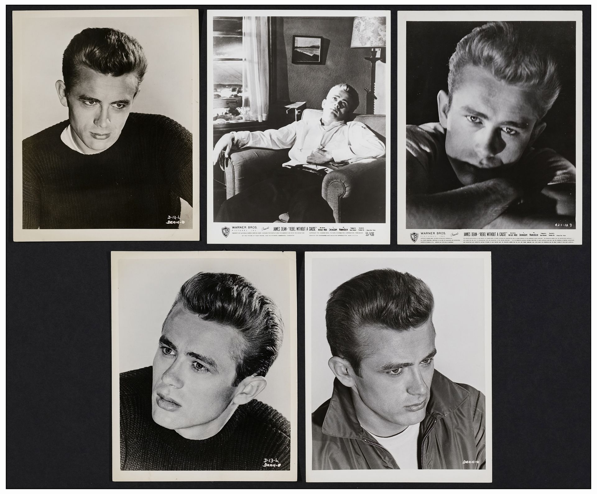 JAMES DEAN - (8" x 10") (5) Vintage Photos (10" x 8" ); Fine