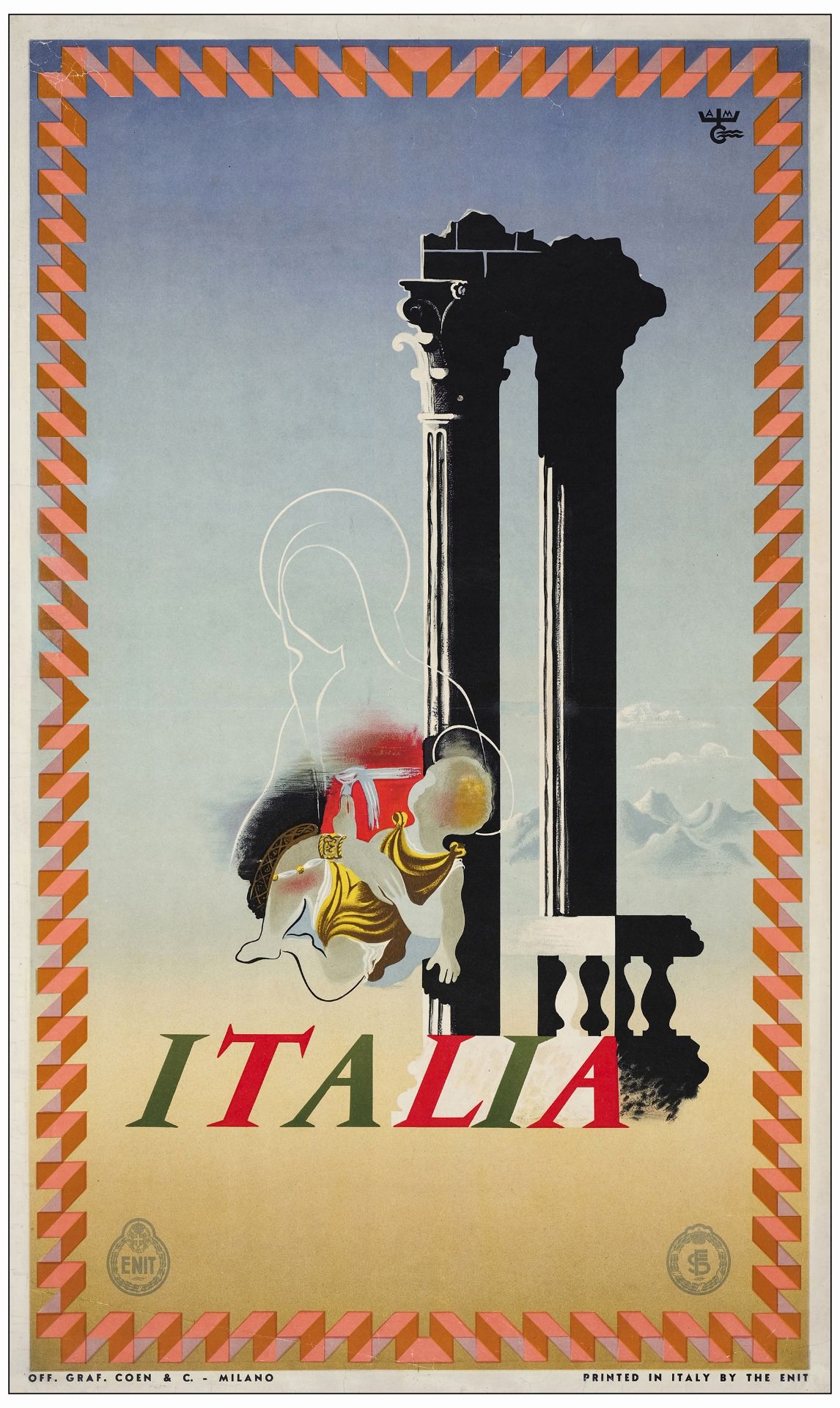 ITALIA TRAVEL POSTER - Travel Poster (24.5" x 39.5"); Fine on Linen