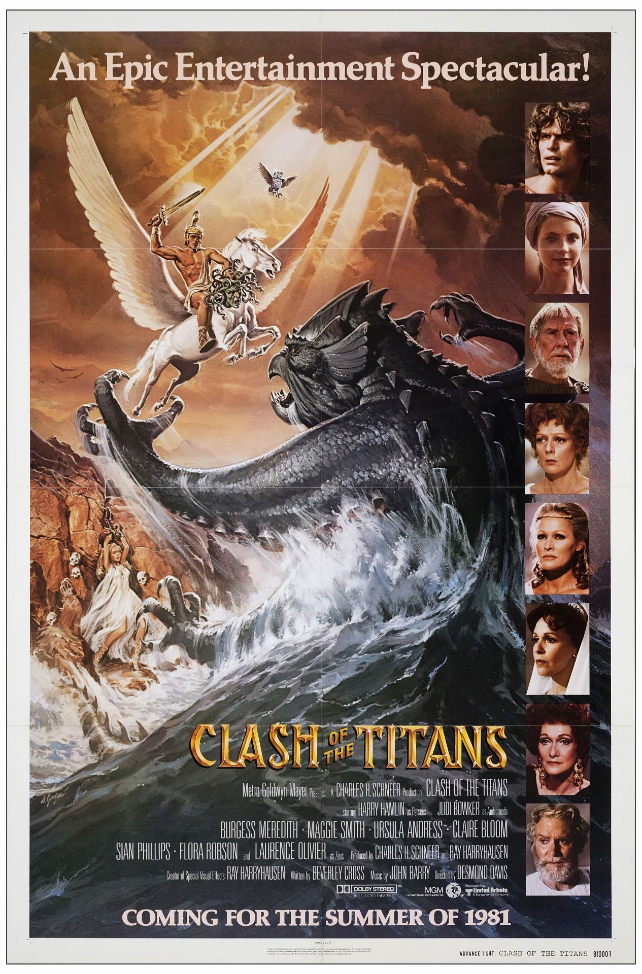 CLASH OF THE TITANS - One Sheet (27" x 41" ); Advance; Near Mint Folded