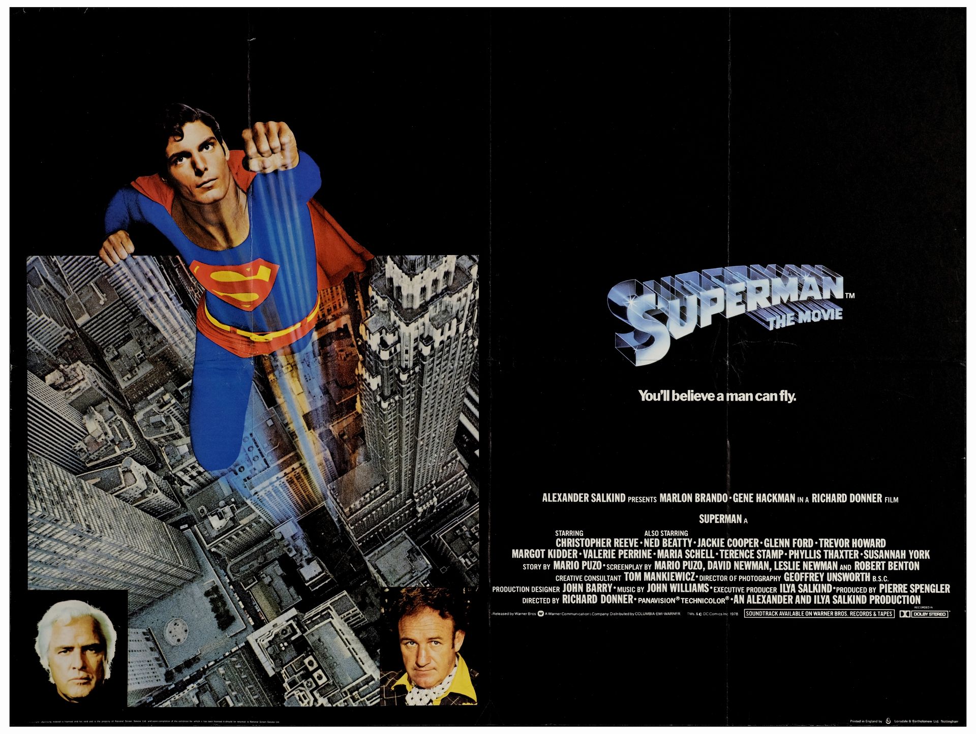 SUPERMAN: THE MOVIE - One Sheet & British Quad (27" x 41" & 30" x 40"); Very Fine Folded - Bild 2 aus 3