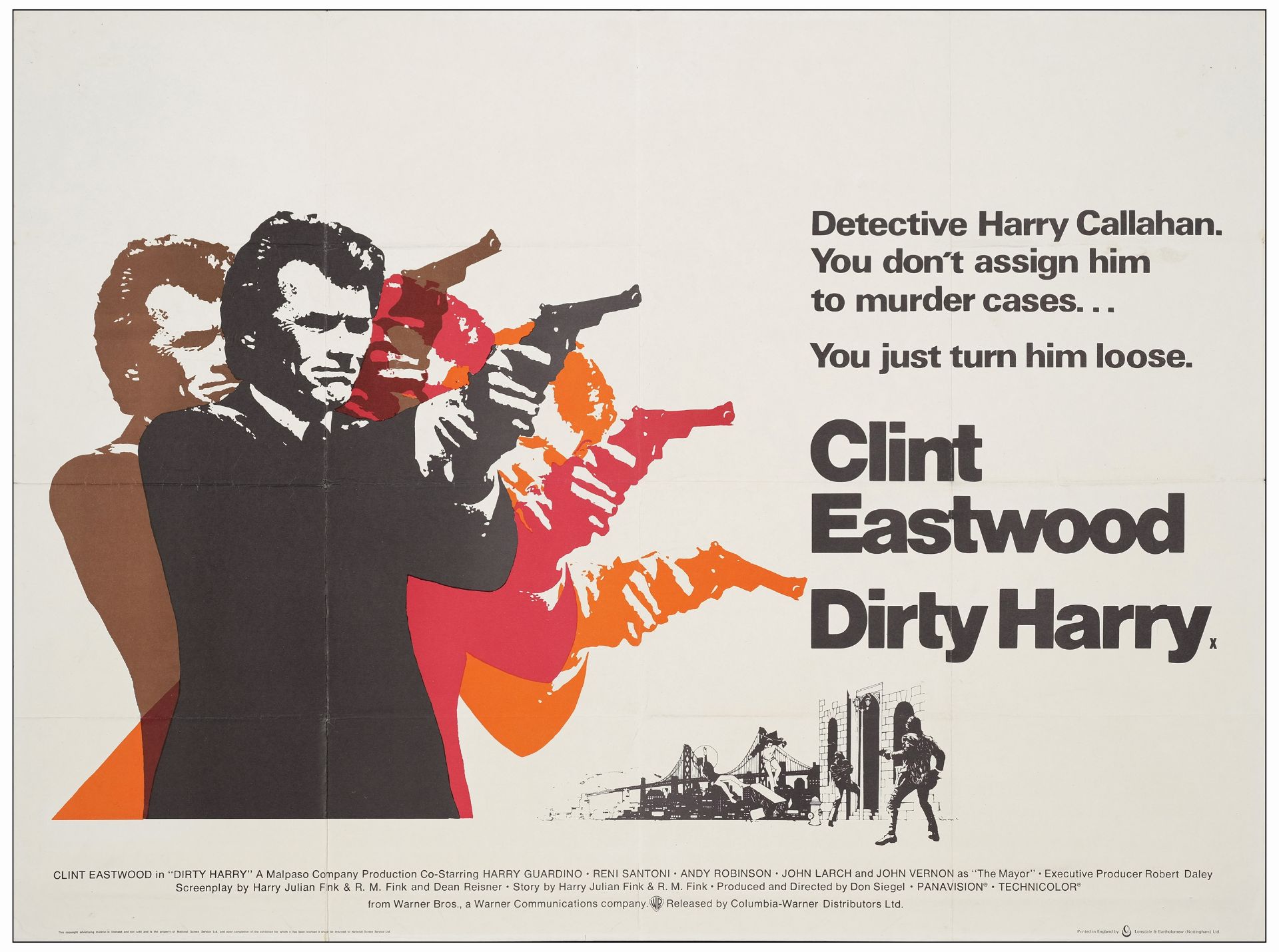 DIRTY HARRY - British Quad (30" x 40" ); Very Fine+ Folded