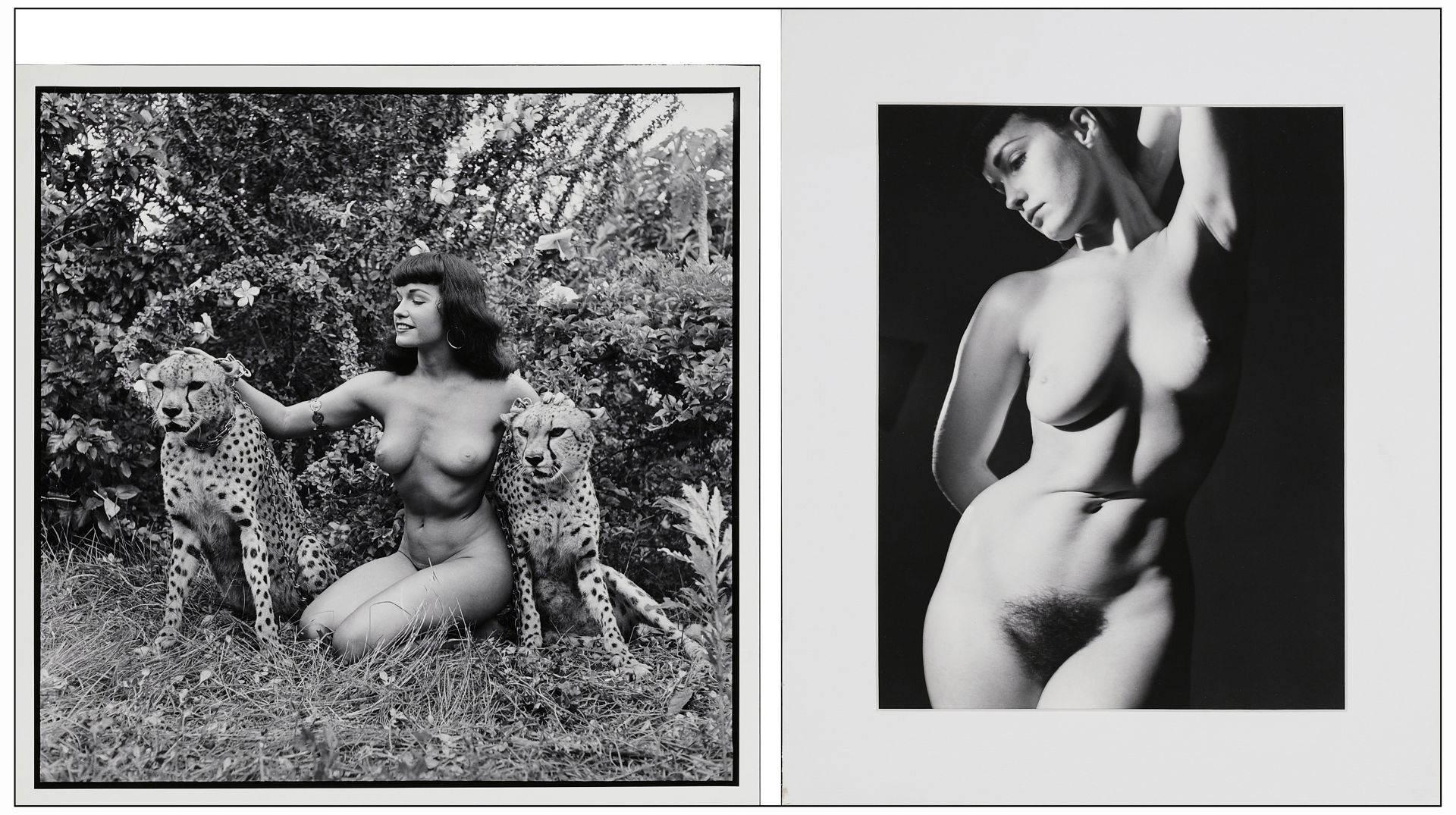 BETTIE PAGE - Vintage Black and White Photos (2) (15.75" x 15.75" & 14" x 17" (with matte); Fine