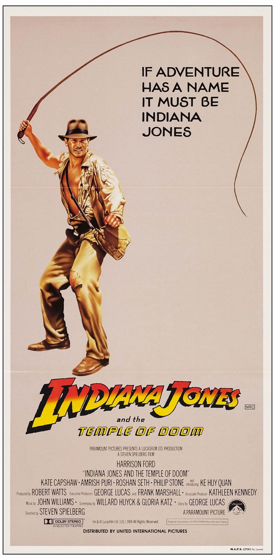 INDIANA JONES AND THE TEMPLE OF DOOM - Australian Daybills (3) (13.25" x 27" & 13.25" x 25.5"); Near - Bild 3 aus 4