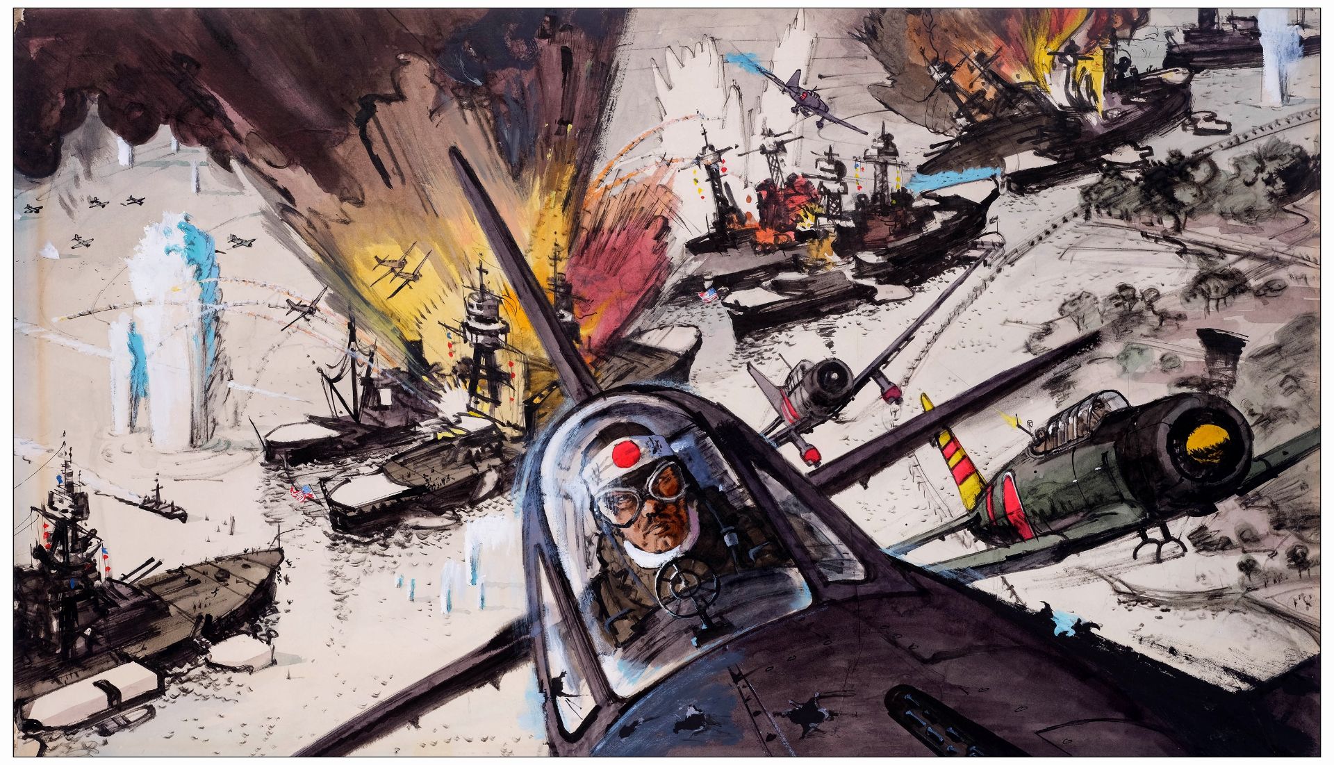 TORA! TORA! TORA! By Robert McCall - Original Mixed Media Robert McCall Artwork on Board For Deluxe