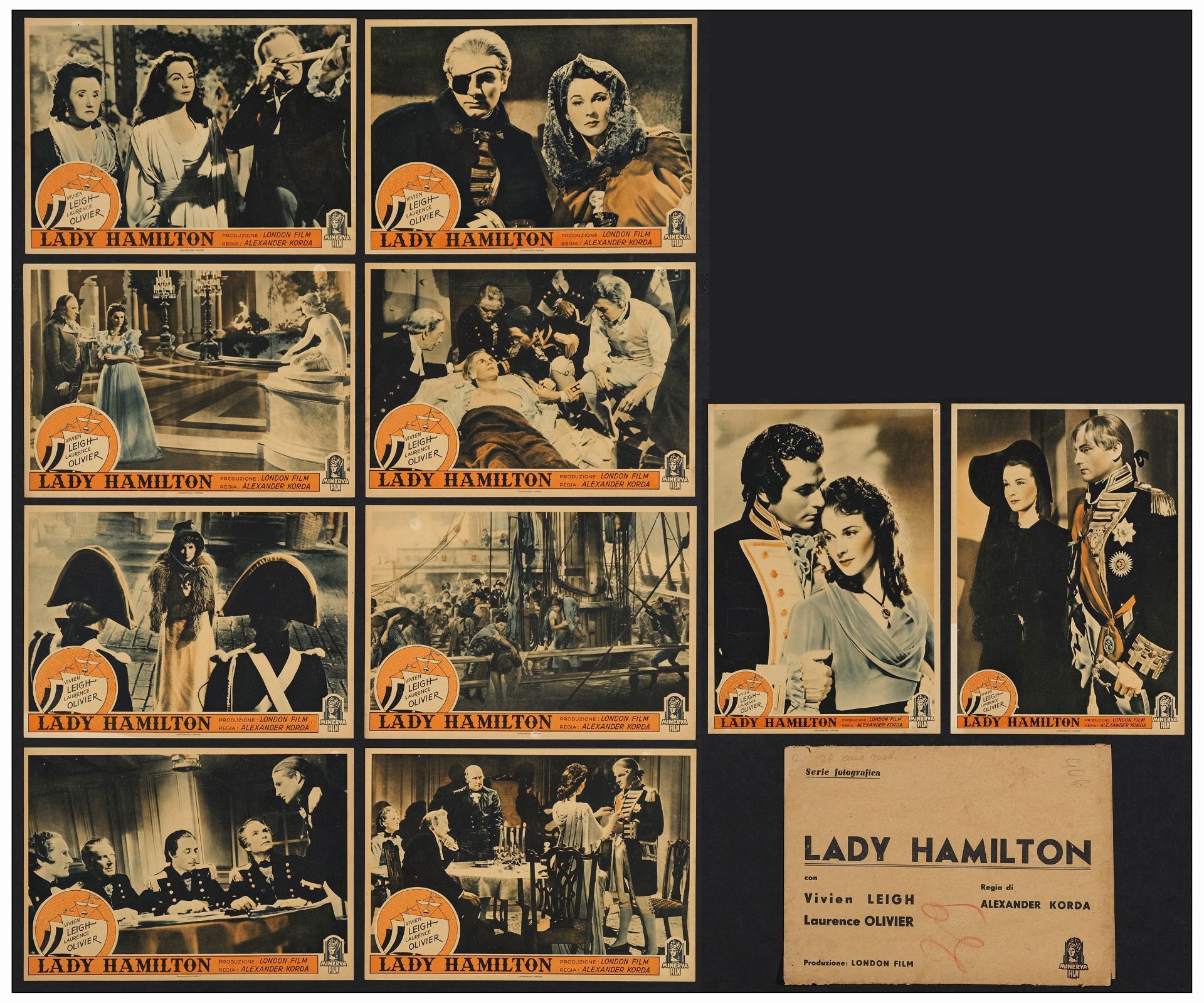 THAT HAMILTON WOMAN - First Post War Set of 10 Italian Photobustas (9.5" x 13.25); Very Fine-