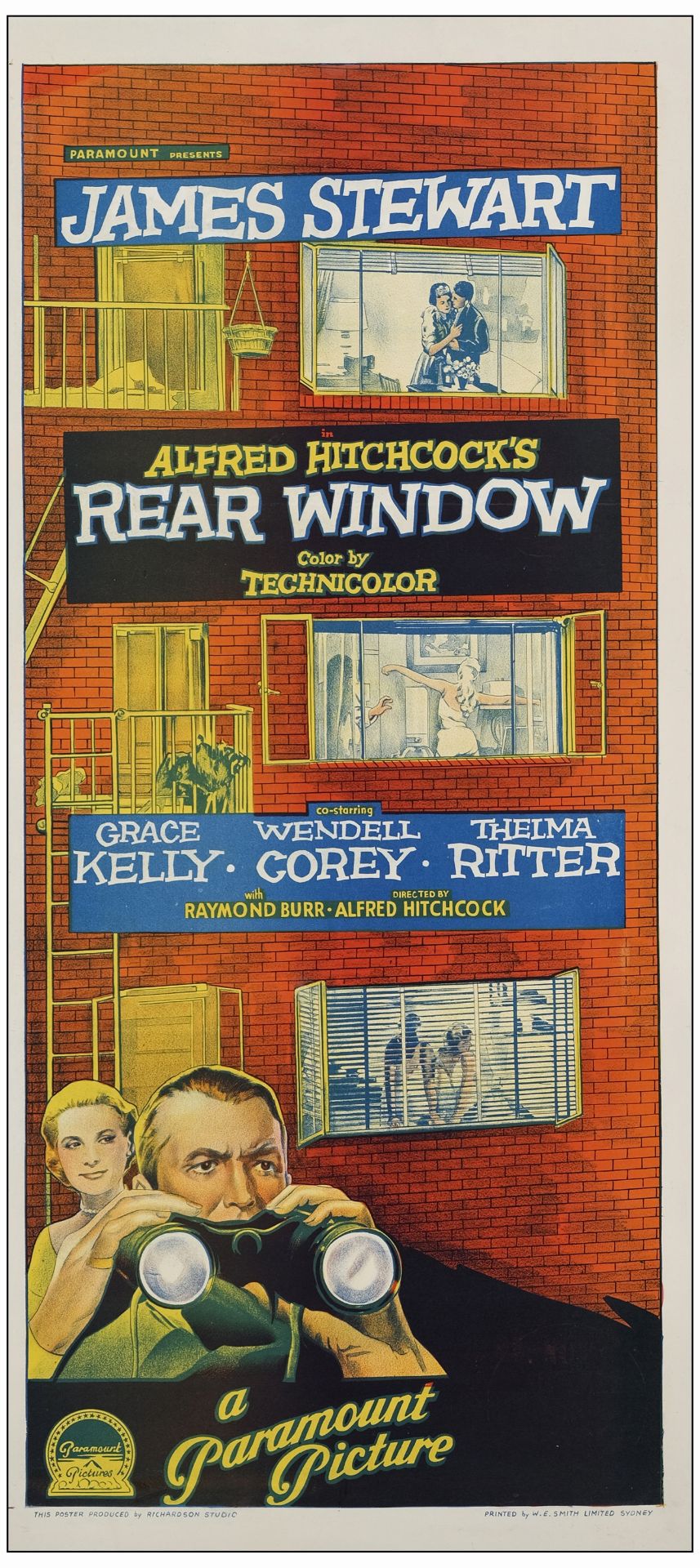 REAR WINDOW - Australian Daybill (13" x 30"); Fine+ on Linen