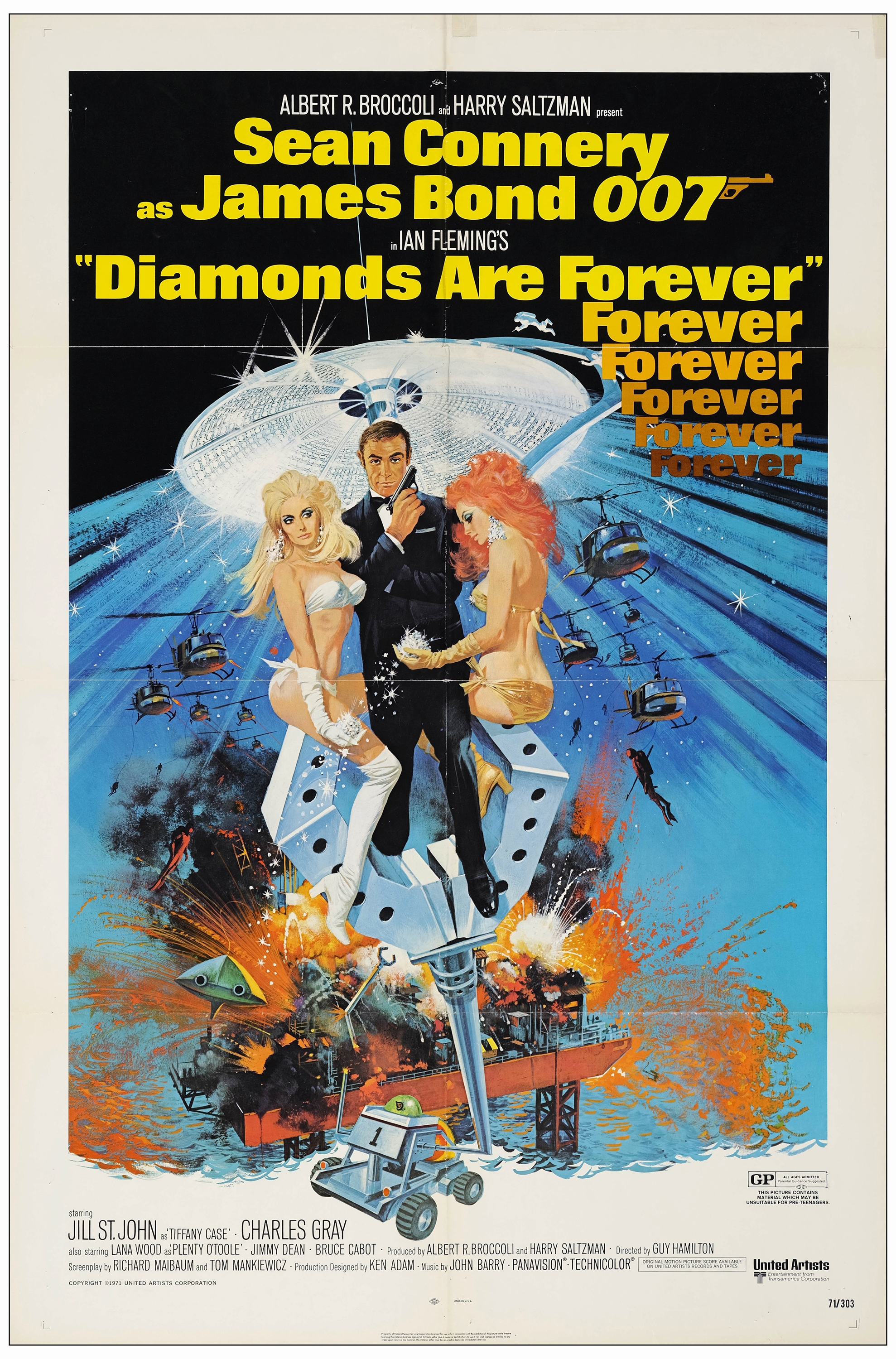 JAMES BOND: DIAMONDS ARE FOREVER - One Sheets (2) (27" x 41"); Fine+ Folded - Image 2 of 3