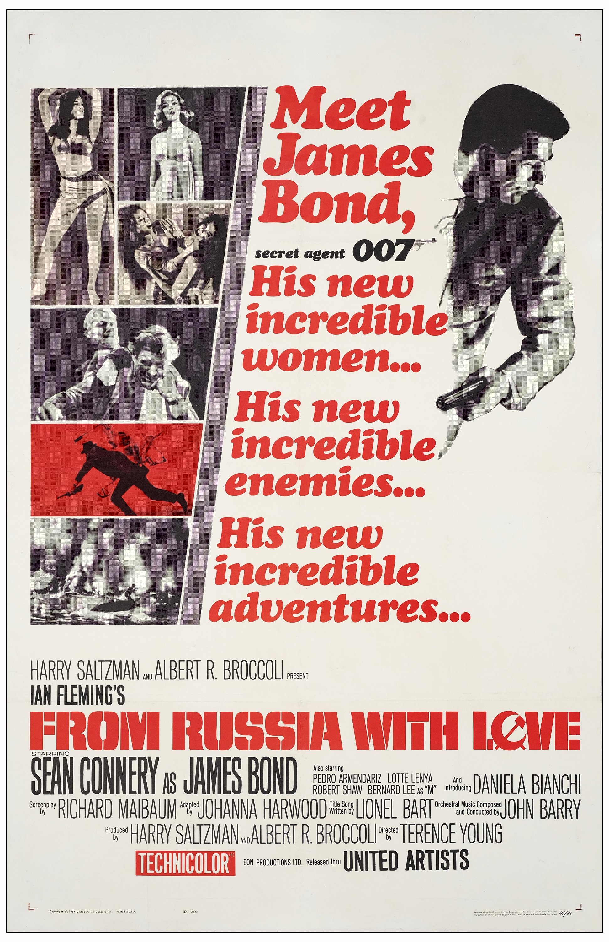 JAMES BOND: FROM RUSSIA WITH LOVE - One Sheet (27" x 41.5"); Very Fine- on Linen